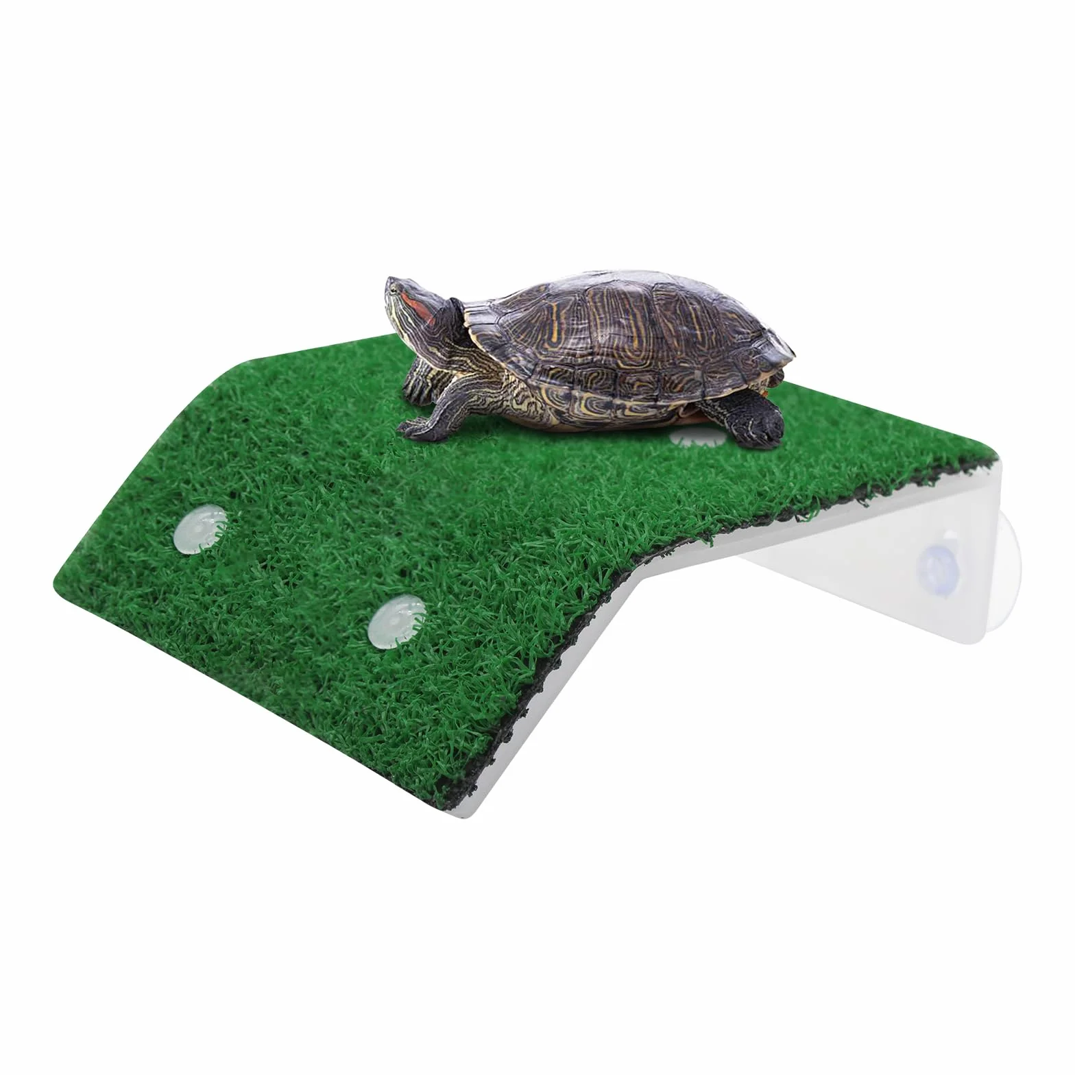 Hierba Rampa para Tortuga, Forma de Plantas Simuladas con Inclinación, Rampa de Escalada de Césped para Pequeños Reptiles, Rana, Terrapín, Terraza para Tortuga para Trepar, Tomar el Sol (M)