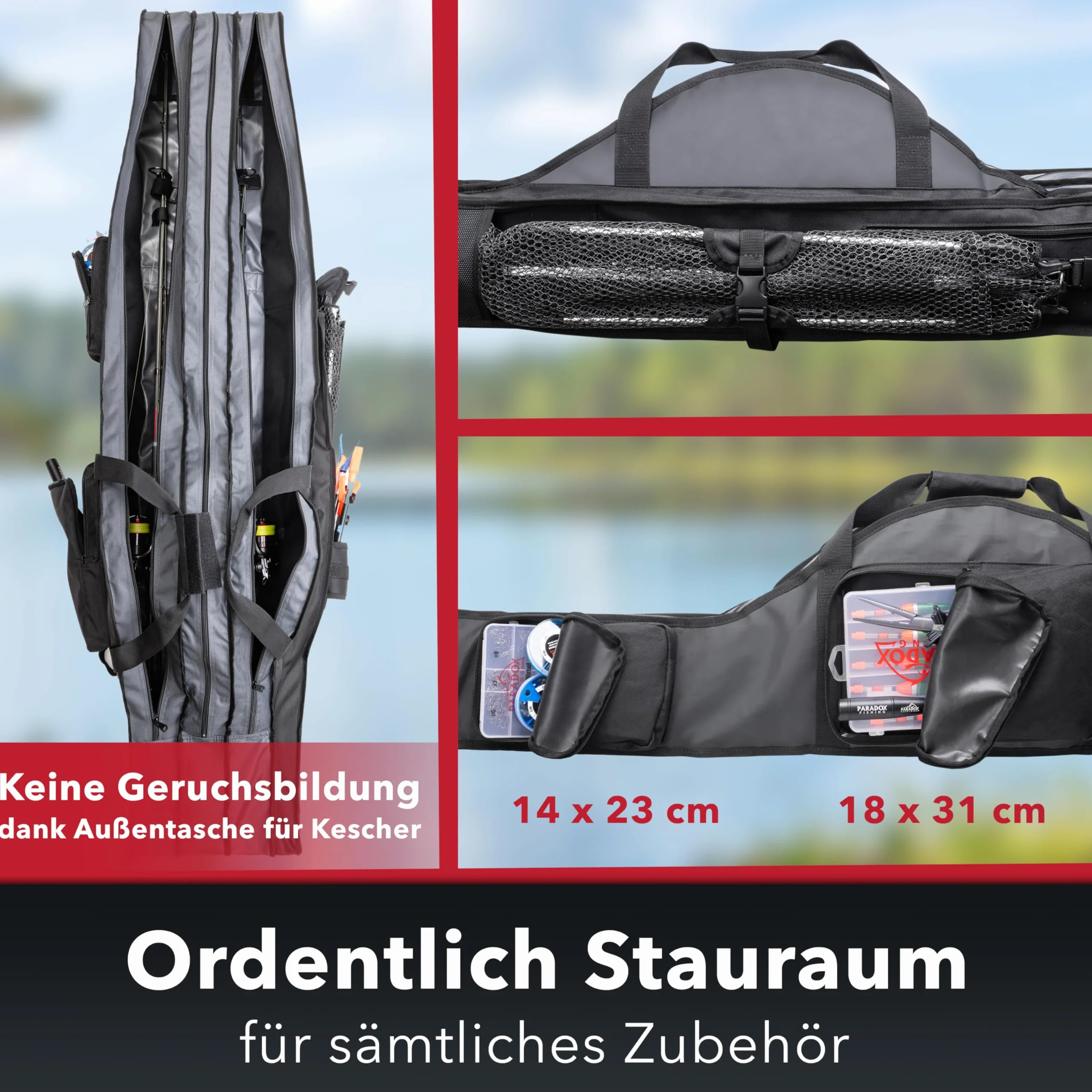 Paradox Fishing Bolsa para cañas de pescar 2/3 compartimentos 120 cm 130 cm 150 cm 160 cm 190 cm
