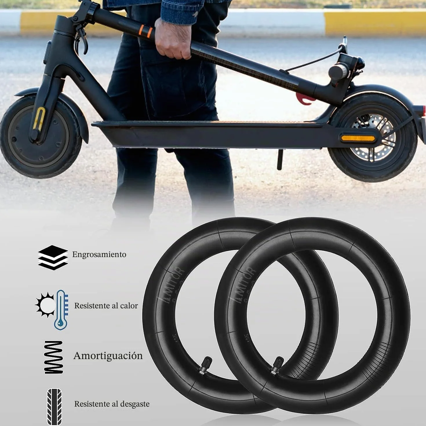 Xiaomi M365 Pro 2 1S Scooter Eléctrico Cámara Patinete 8 1/2 x2 8.5 Pulgadas 50/75-6.1 Neumáticos Interiores