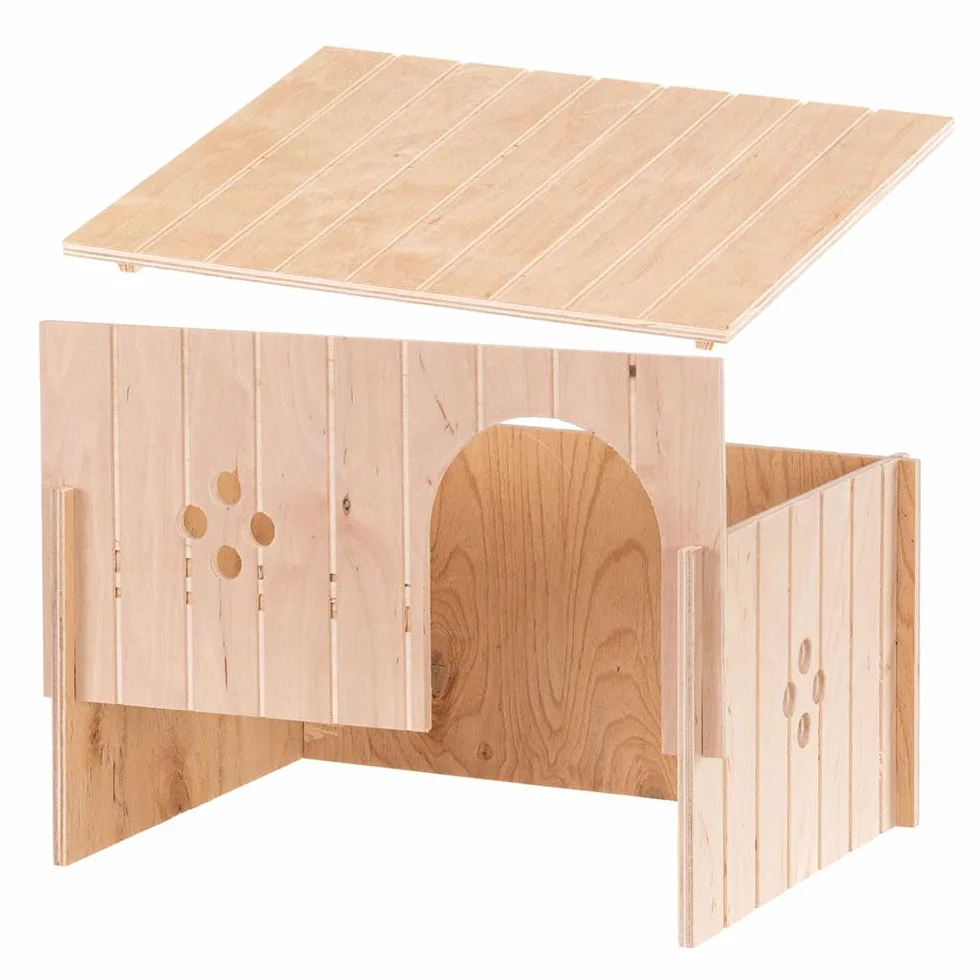 Ferplast Caseta de Madera para Conejos, Cobayas y Hámsteres SIN 4647, Madera Certificada FSC®, Ventana de Ventilación, Montaje sin Herramientas, 37 x 27,7 x H 20 cm, Talla XL