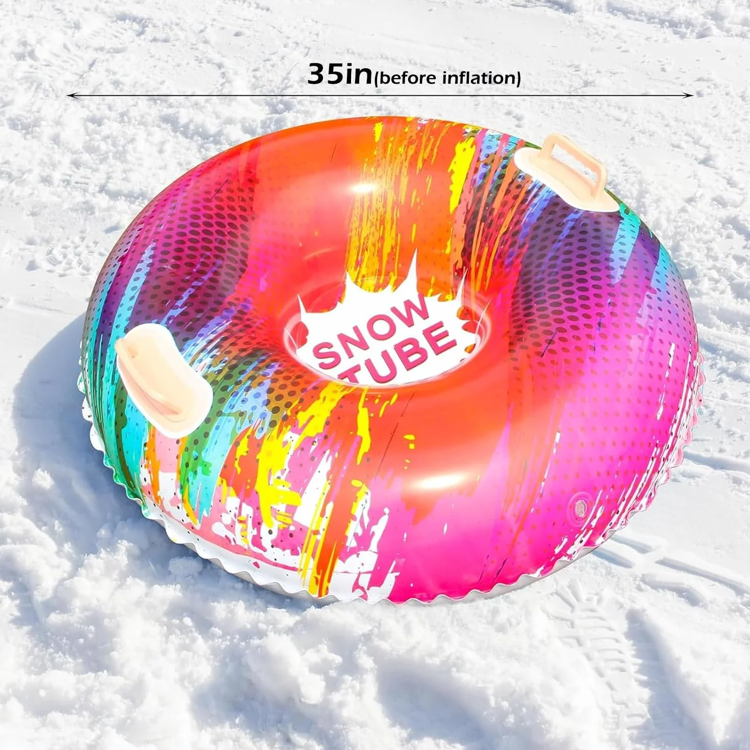 Tubo de Nieve Inflable Resistente 90 cm PVC Reforzado Prueba de Heladas Asas Integradas Trineo Invierno Aire Libre
