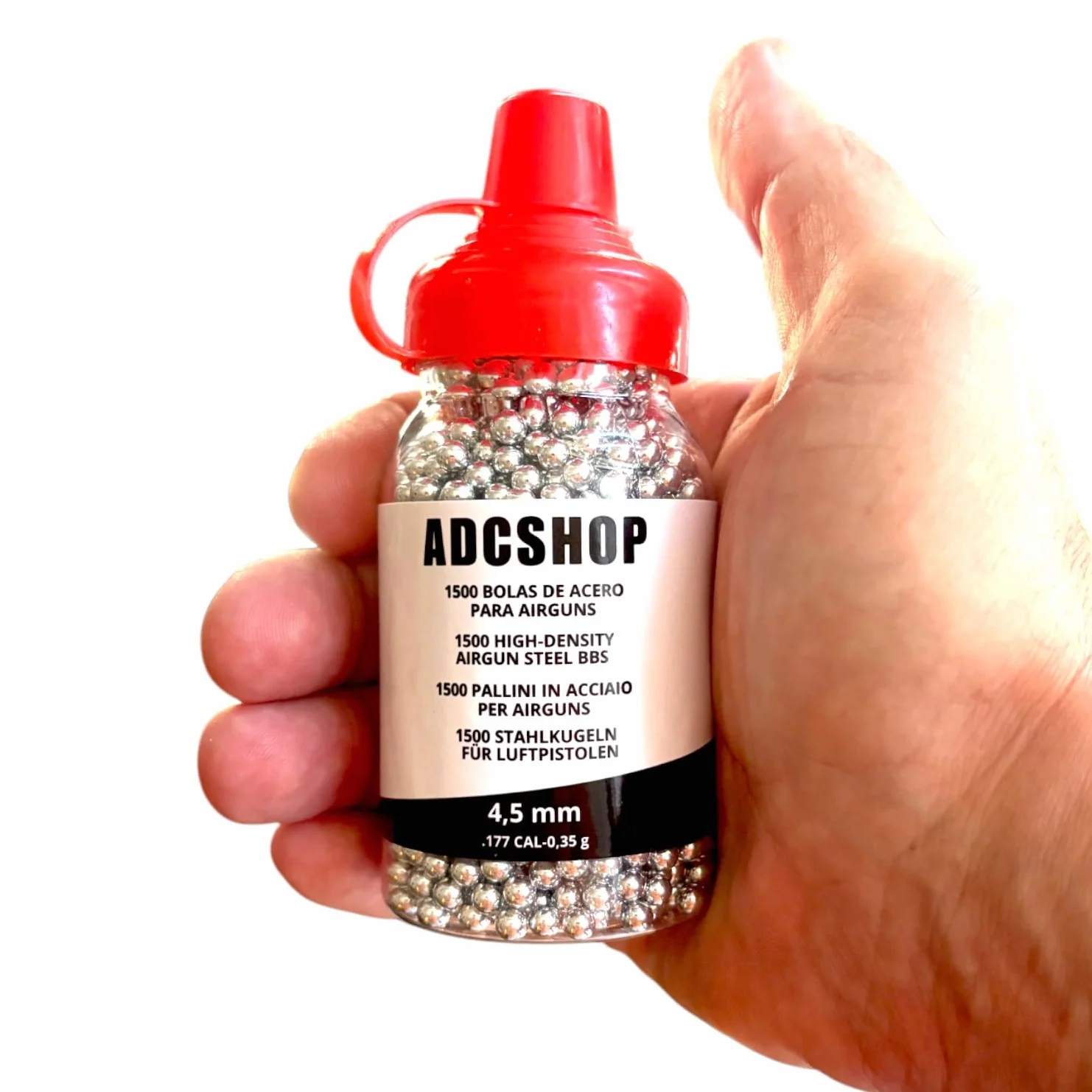 Bolas de Acero Calibre 4.5 mm - Munición para Armas Aire Comprimido y Pistolas CO2 - 1500 BBS