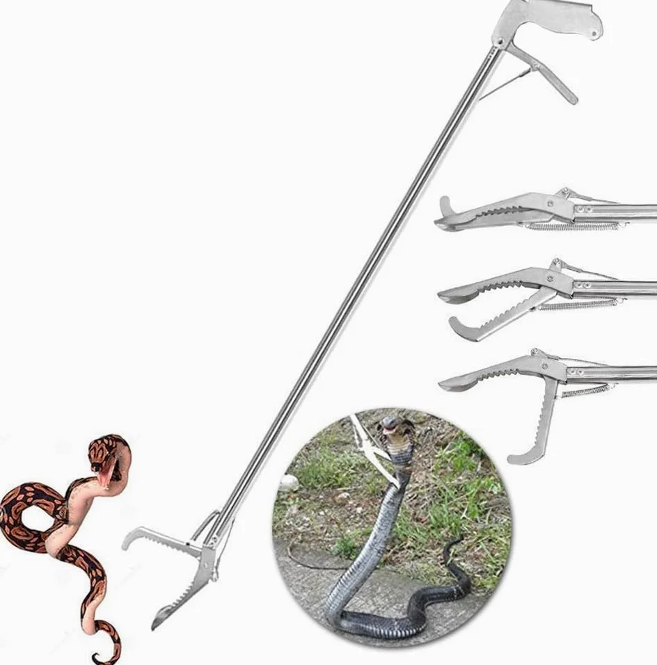 Pinzas de agarre para reptiles, herramienta de manejo de mandíbula ancha para serpientes y serpientes de cascabel, 75 cm de largo, ideal para manejo seguro y captura de reptiles