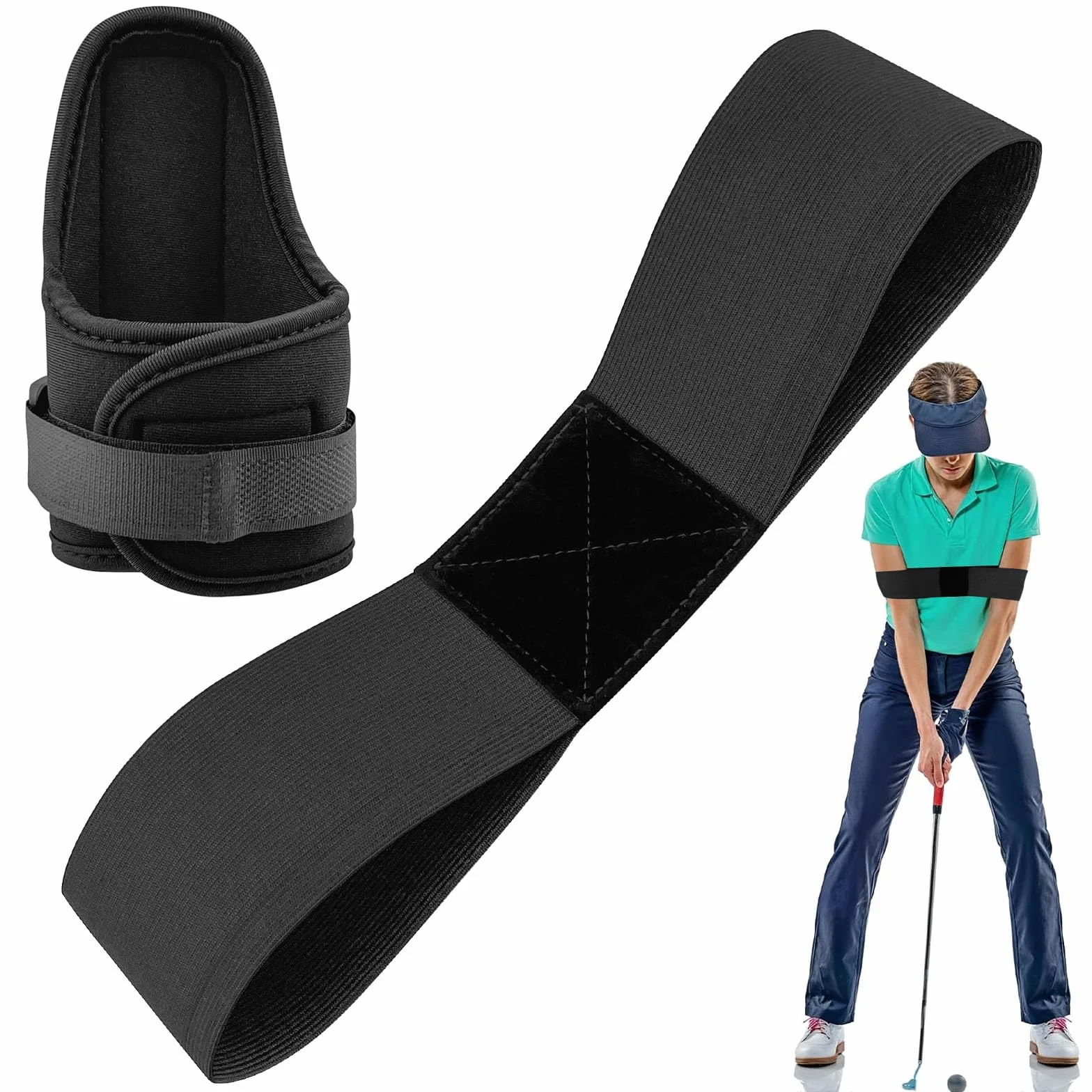 Golf Swing Trainer, Wrist Correction & Arm Band Set for Beginners