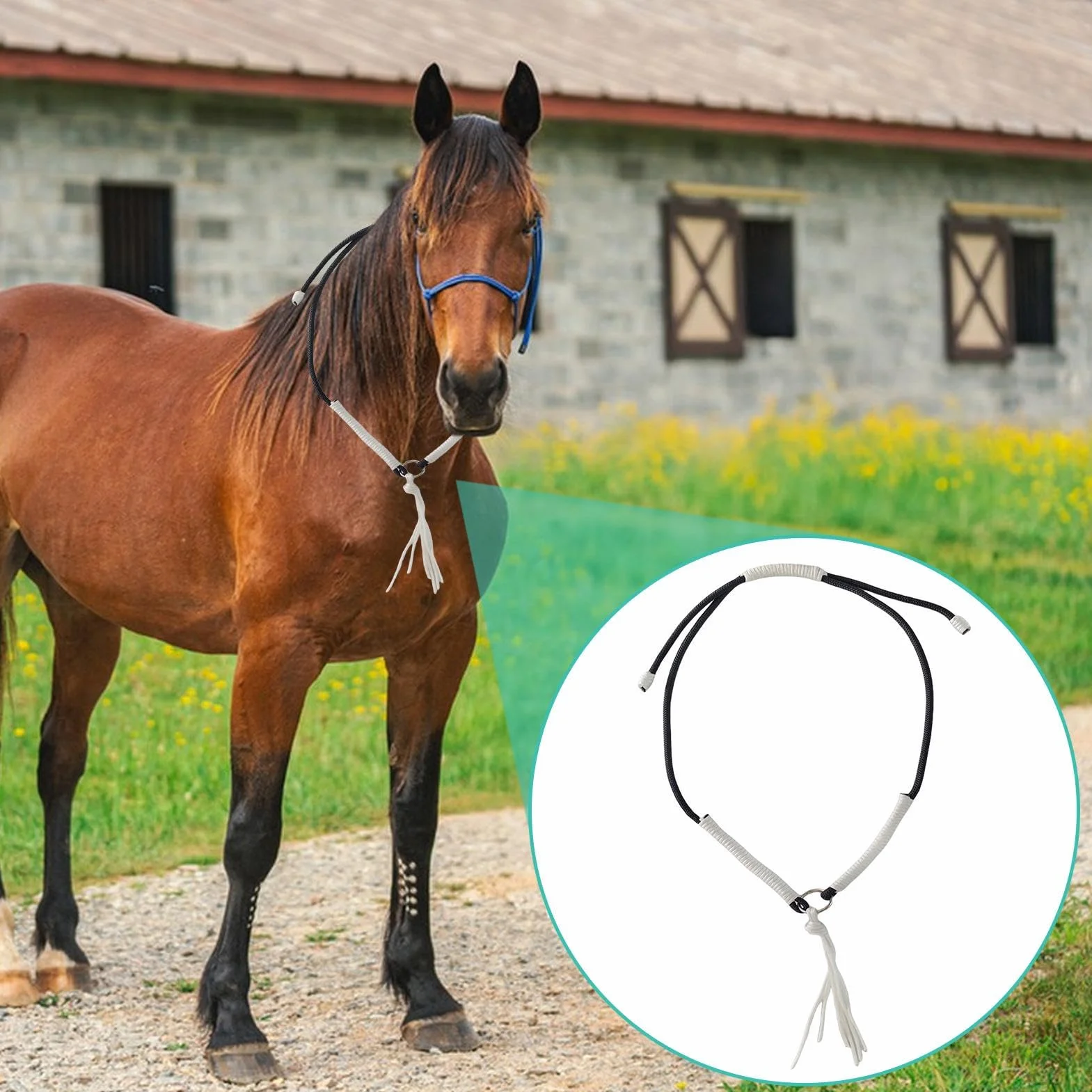 Riendas De Caballo Estilo Western | Pretal para Caballos | Cabezada Tejida a Mano con Flecos Ayuda para la Obediencia de Jinete y Espectáculos Ecuestres en Clubes Hípicos