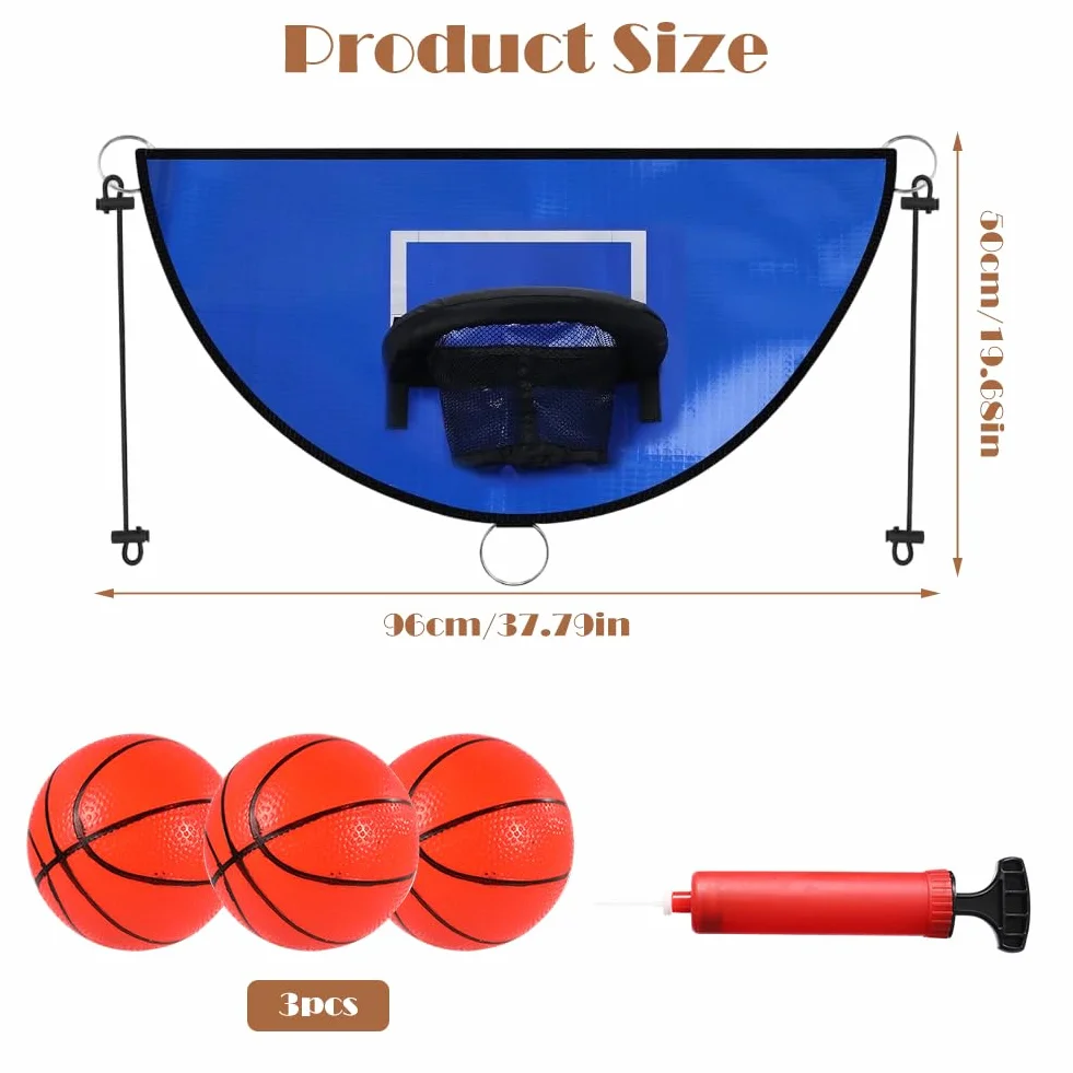 Trampolín Canasta de Baloncesto Mini Accesorio Universal con Borde de Arranque 3 Pelotas para Niños y Adultos