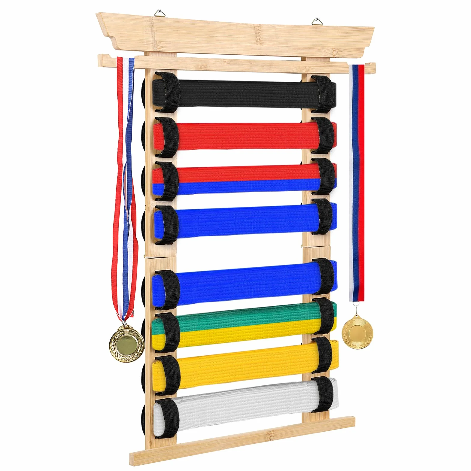 SUMNACON organizador de cinturones de bambú para artes marciales, estante de exhibición de karate y taekwondo