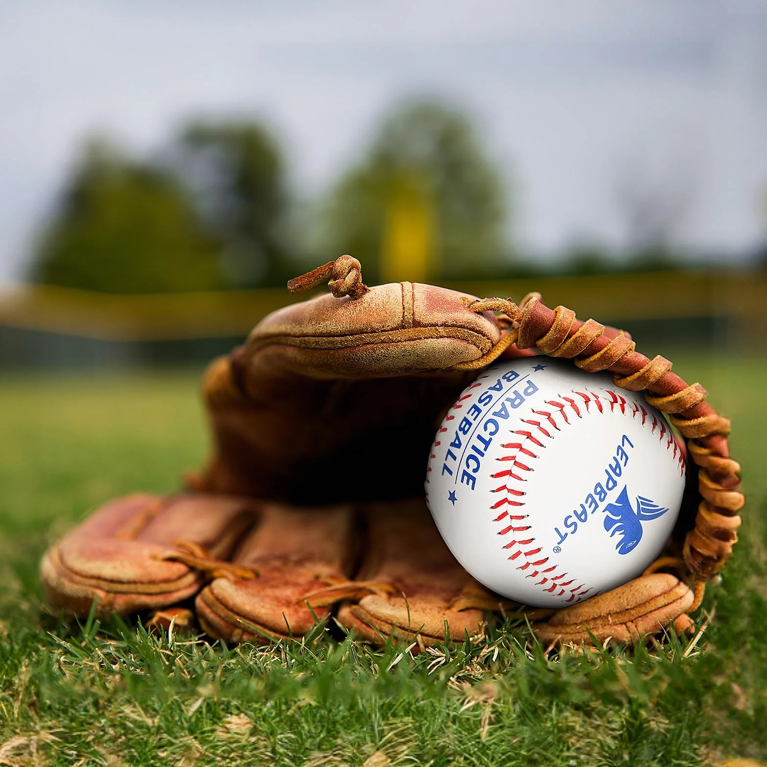 LeapBeast Pelotas de Béisbol Profesionales 9", PU Cosido a Mano, 3 Piezas, Dura/Blanda