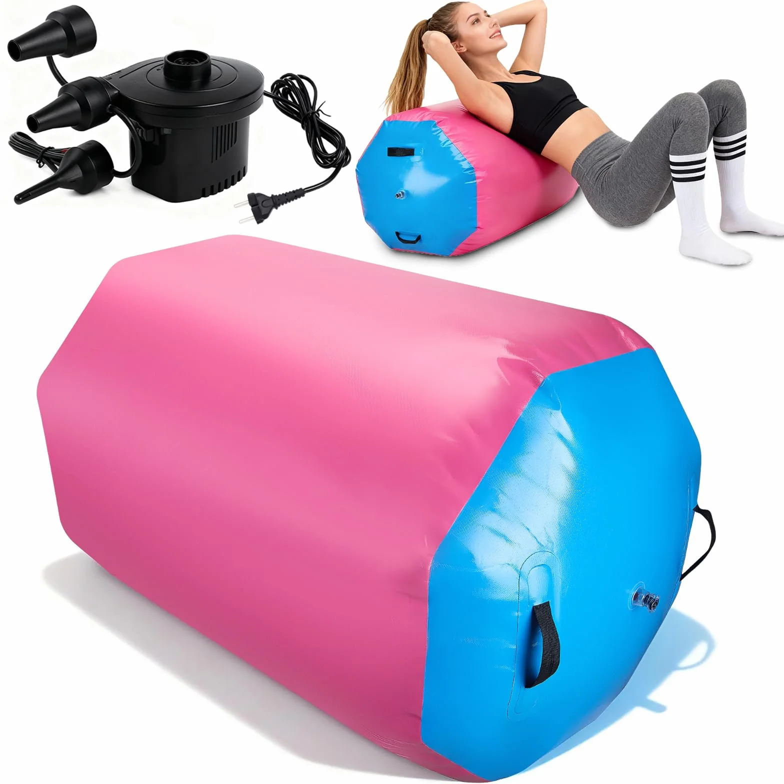 Rodillo de Aire para Gimnasia con Bomba Eléctrica, Esterilla Yoga Air Track 90x70cm
