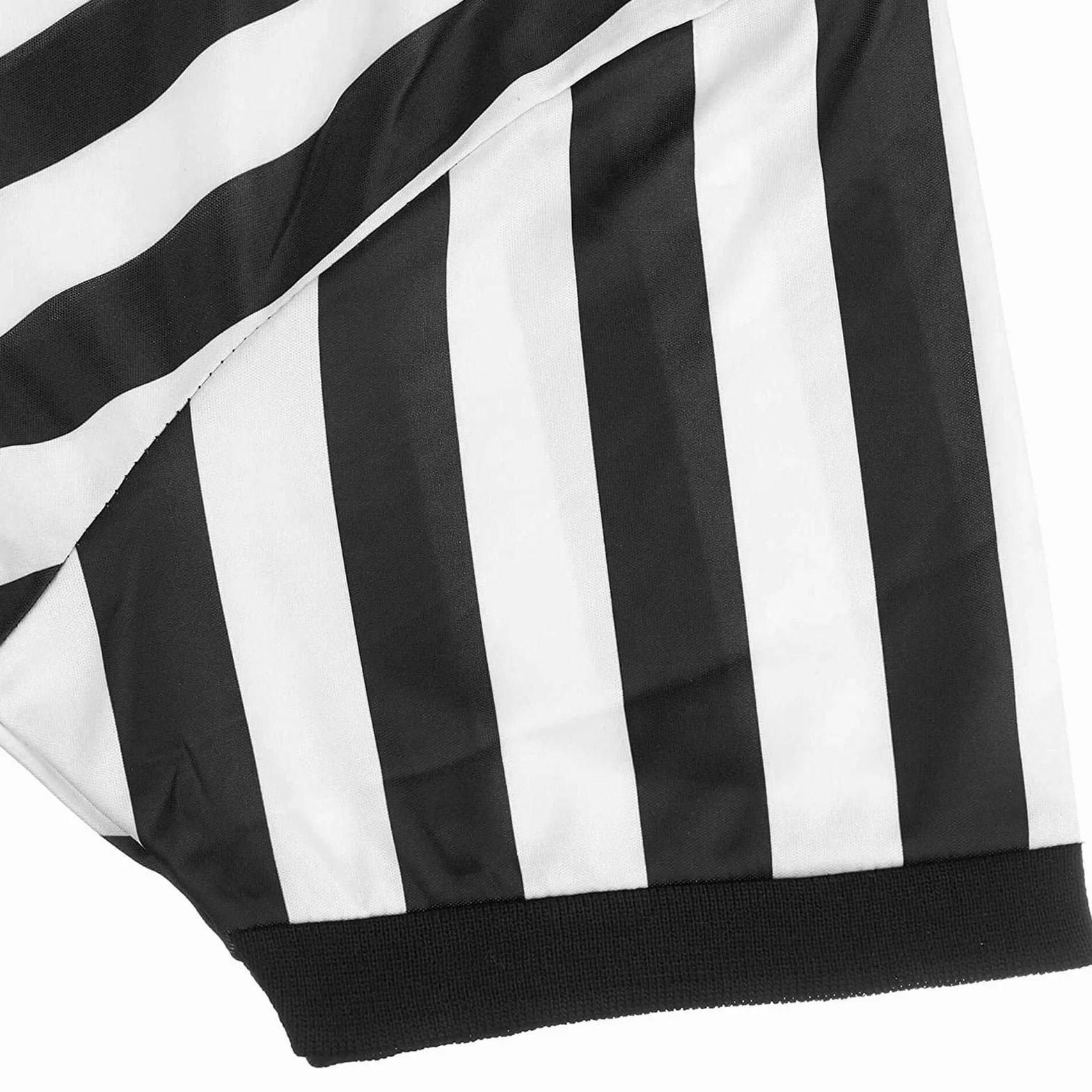 Camiseta de árbitro a rayas blancas y negras, cuello vuelto, manga corta transpirable