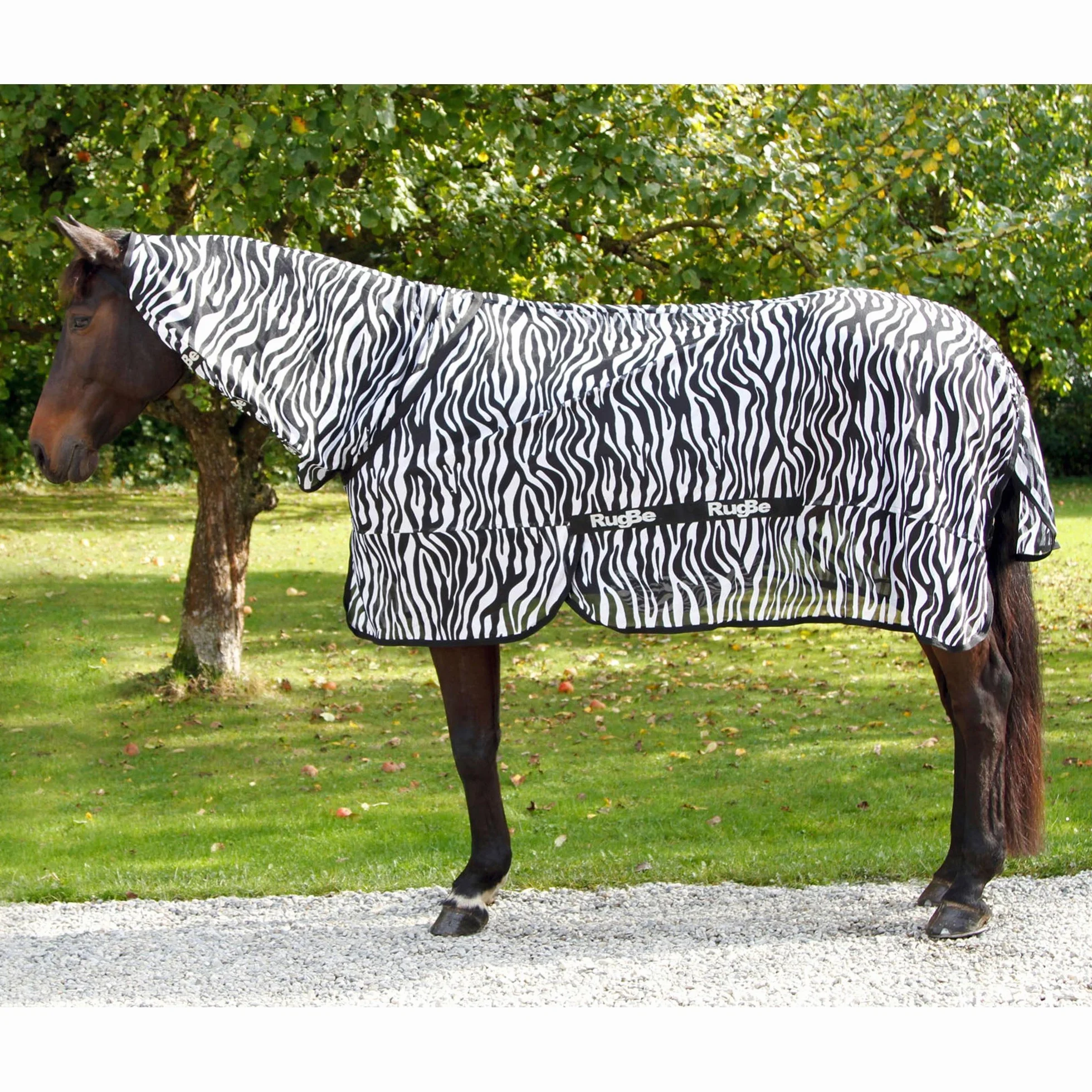 EXCELLENT Cuidado De Los Cascos Del Caballo Manta Para Moscas Y Eczemas Cebra Con Sección De Cuello 215 cm