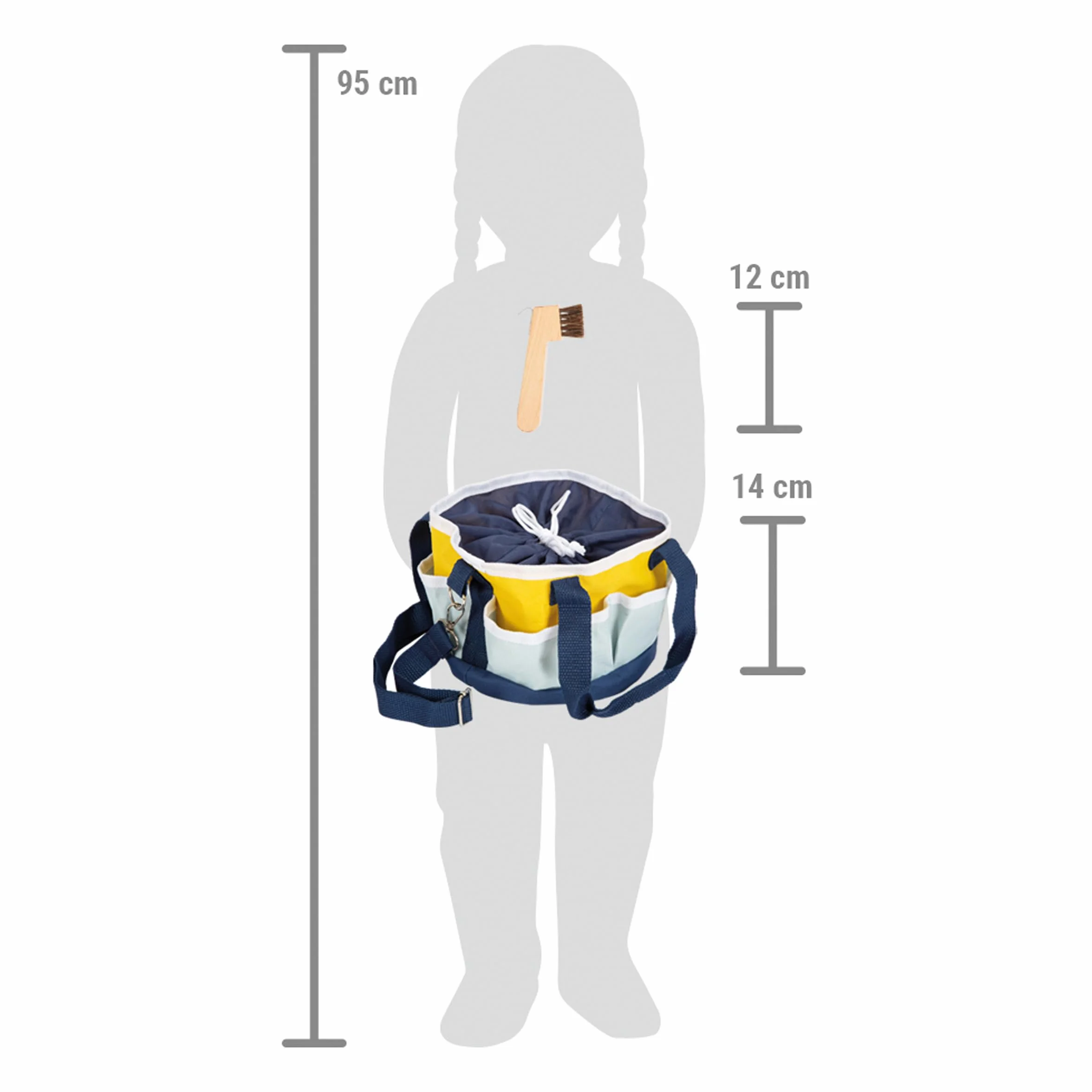 Small Foot Set de Aseo con Bolsa, Utensilios de Madera para niños, Accesorios para Caballos, 12419