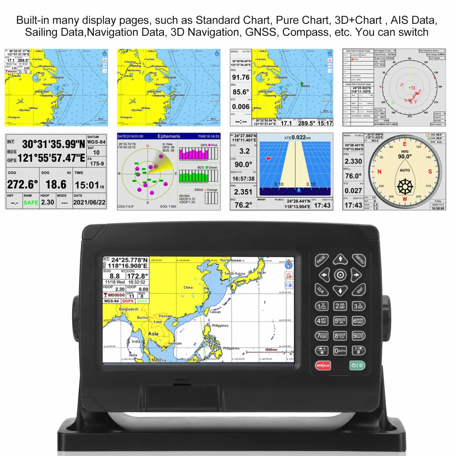 Marine GPS Navigator BDS GPS Chart Plotter with GNSS Antenna for Boat