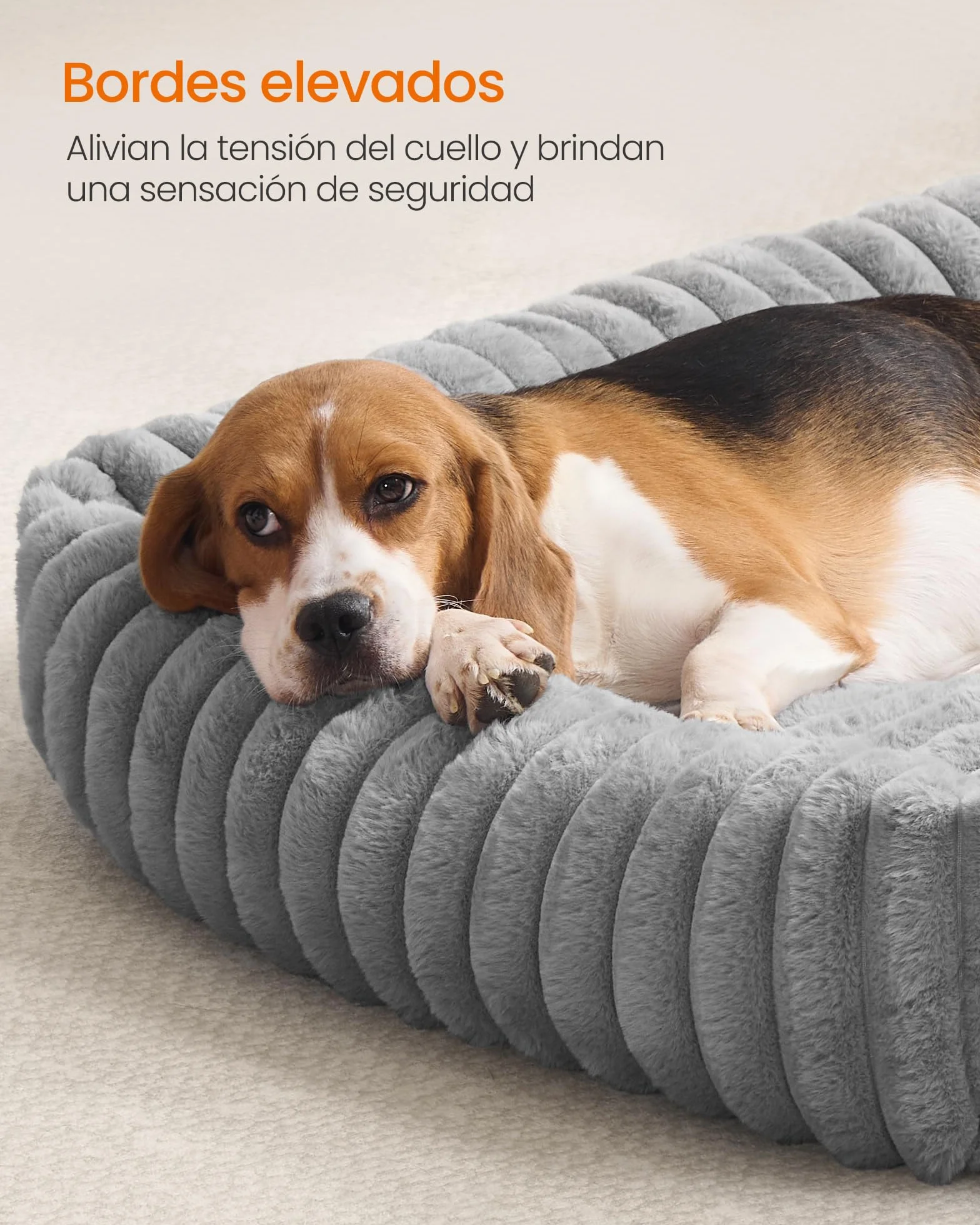 Feandrea Cama para Perros, Cama Ortopédica Grande, Cojín Lavable, Colchoneta Mullida, Acolchado Suave, 91 x 68 x 18 cm, Gris Paloma PGW312GD01