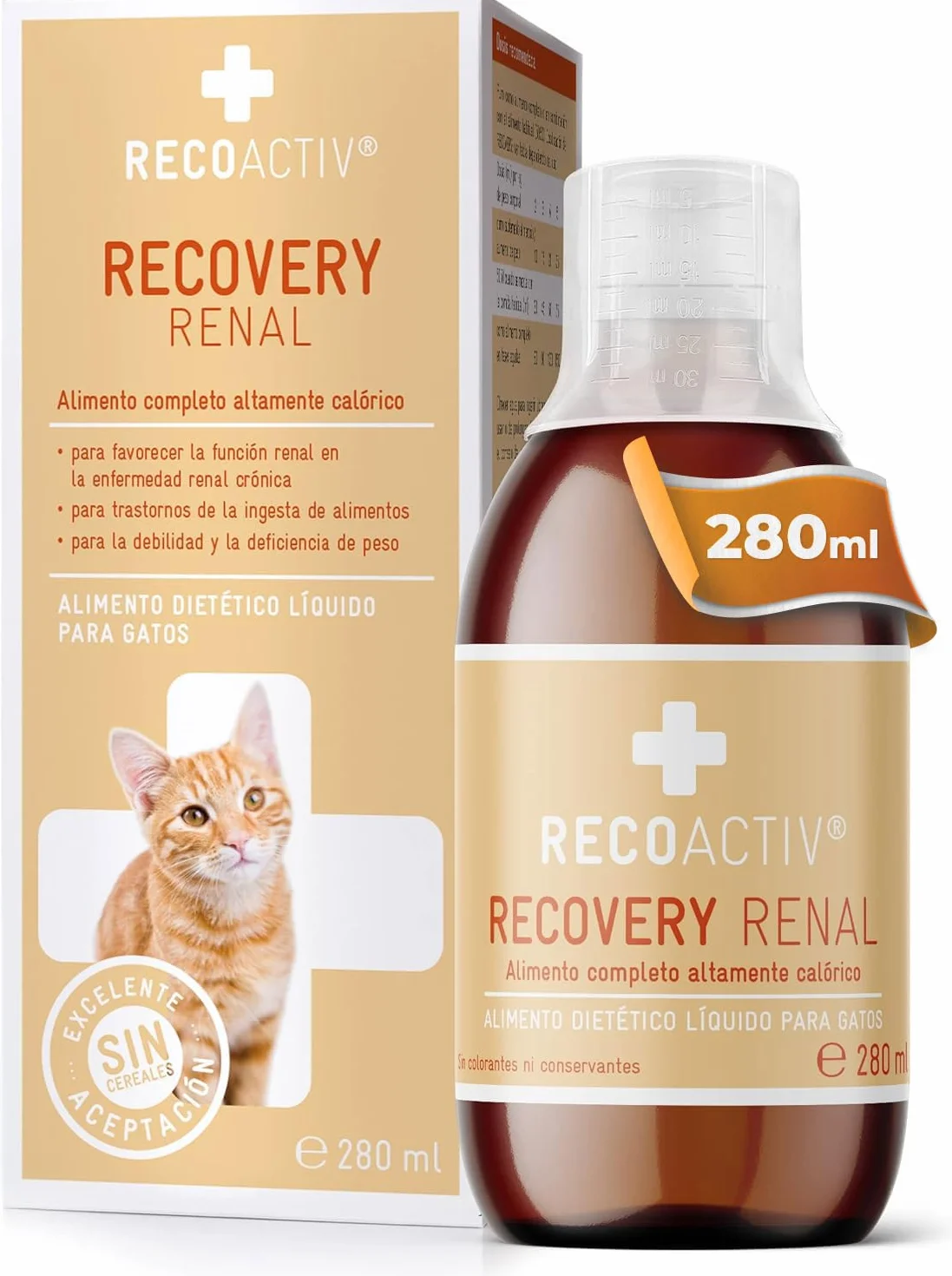 RECOACTIV Recovery Renal para gatos, 1 x 280 ml, alimento dietético completo de alto contenido calórico para la disfunción renal y el aumento de las necesidades energéticas
