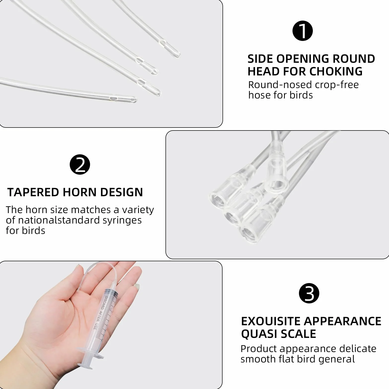 Jeringas de 10ml con 10 unidades de tubo, Set de alimentador para aves jóvenes, Jeringa con tubo, Accesorios para palomas, Disposición de pájaros bebé loros, Herramienta de alimentación manual, Para