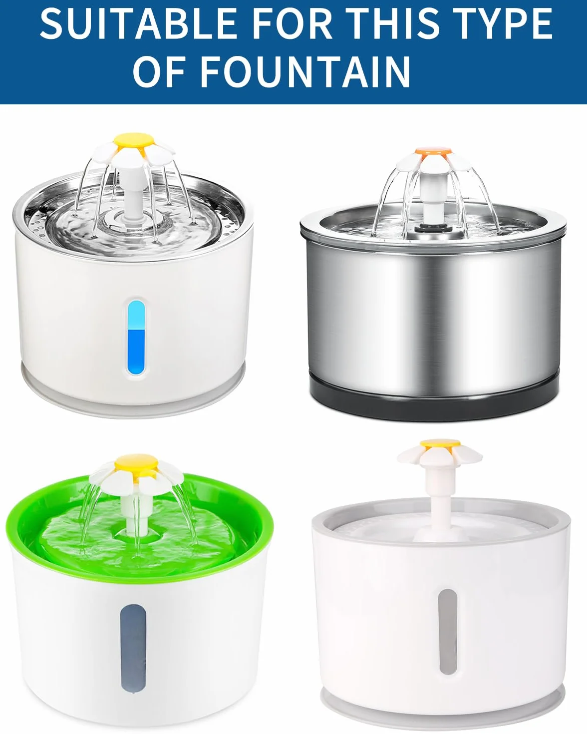6 Piezas Filtros Fuente Gatos,Filtros Bebedero Gatos Fuente,Filtros de Repuesto de Fuente de Agua para 3L Fuentes de Flores,Fuente para Gatos con Resina y Carbón Activo para perros y gatos