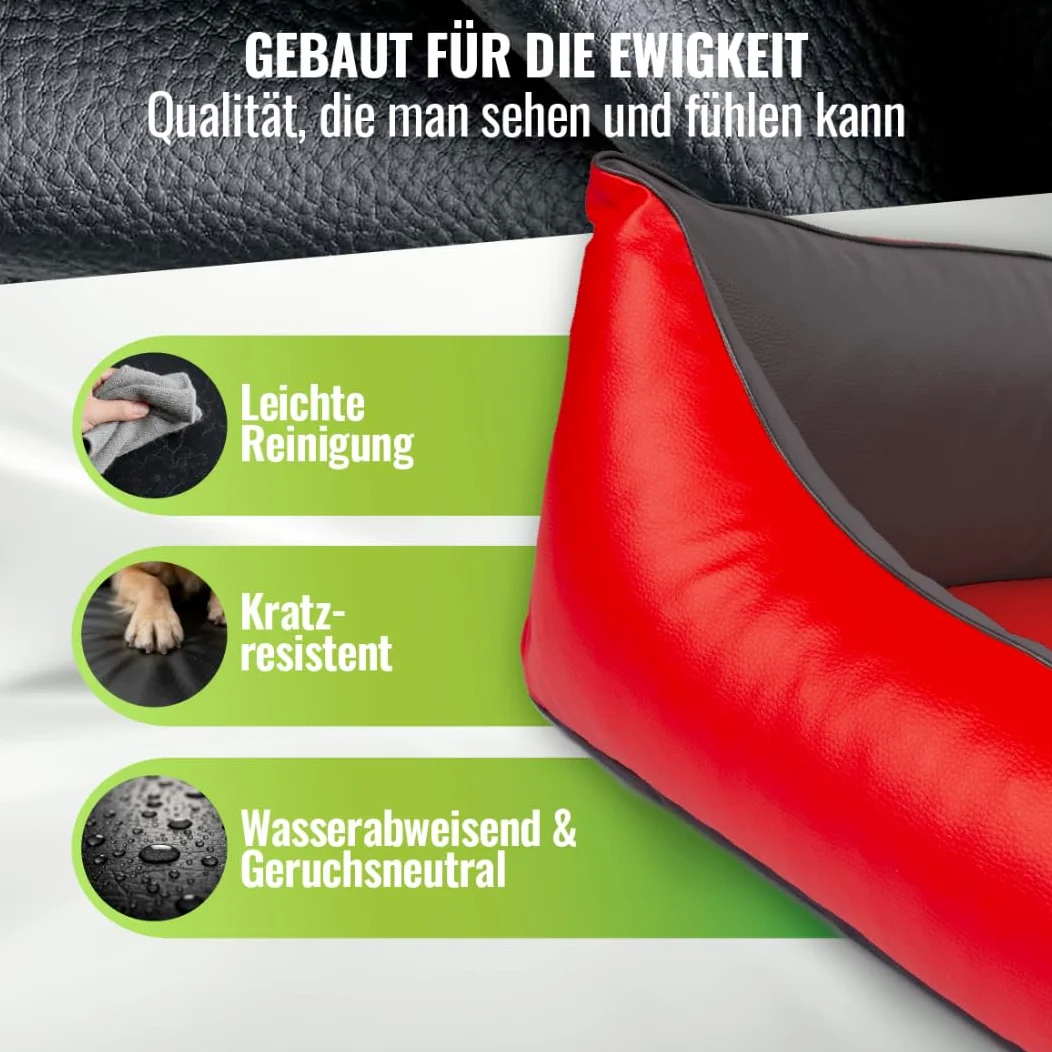 Cama para perros CopcoPet Rocco 2 en 1, impermeable y de piel sintética, con colchón de plástico para perros con espuma de copos o espuma viscoelástica ortopédica