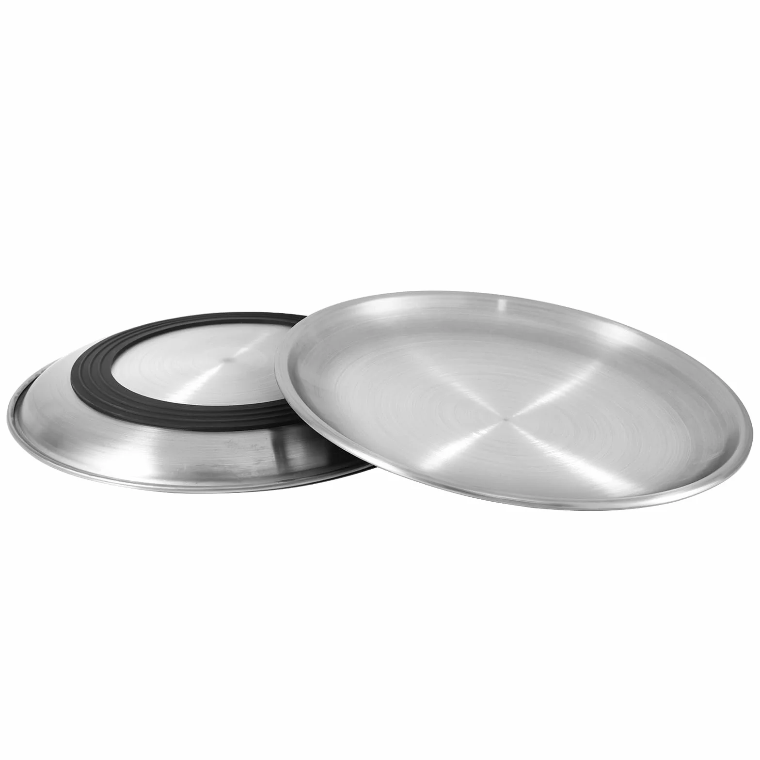 2 Piezas Cuencos Planos para Gatos de Acero Inoxidable,17CM Comedero Plano para Gato con Base Antideslizante,Platos Anchos Aptos para Gatos para Perros Pequeños,Gatos (Plata)