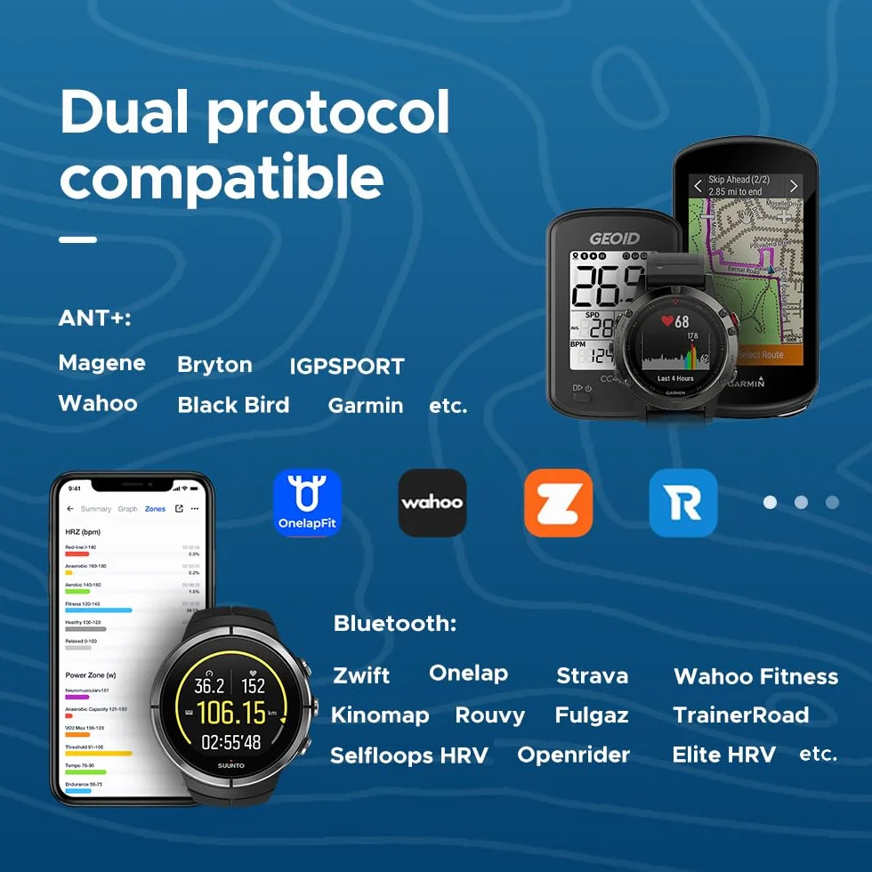 Wahoo GEOID HS500 Pulsómetro Correa de Pecho Bluetooth 4.2 Ant+ IP67 Impermeable