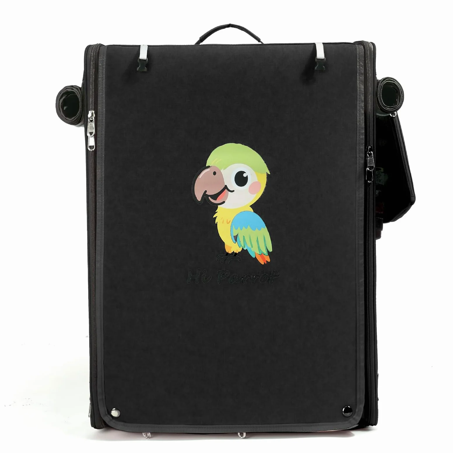 Mochila compacta ventilada para canarios con cuencos extraíbles para alimentos, agua, jaula ligera y plegable para periquitos, incluyendo palo de gallo y taza de comida