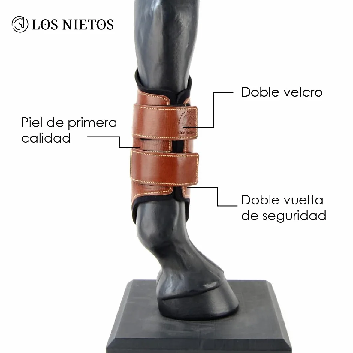 Protector cuero y neopreno Los Nietos | Color Coñac | Equipamiento para el caballo | Producto de Guarnicionería | Tradición artesana | Los Nietos