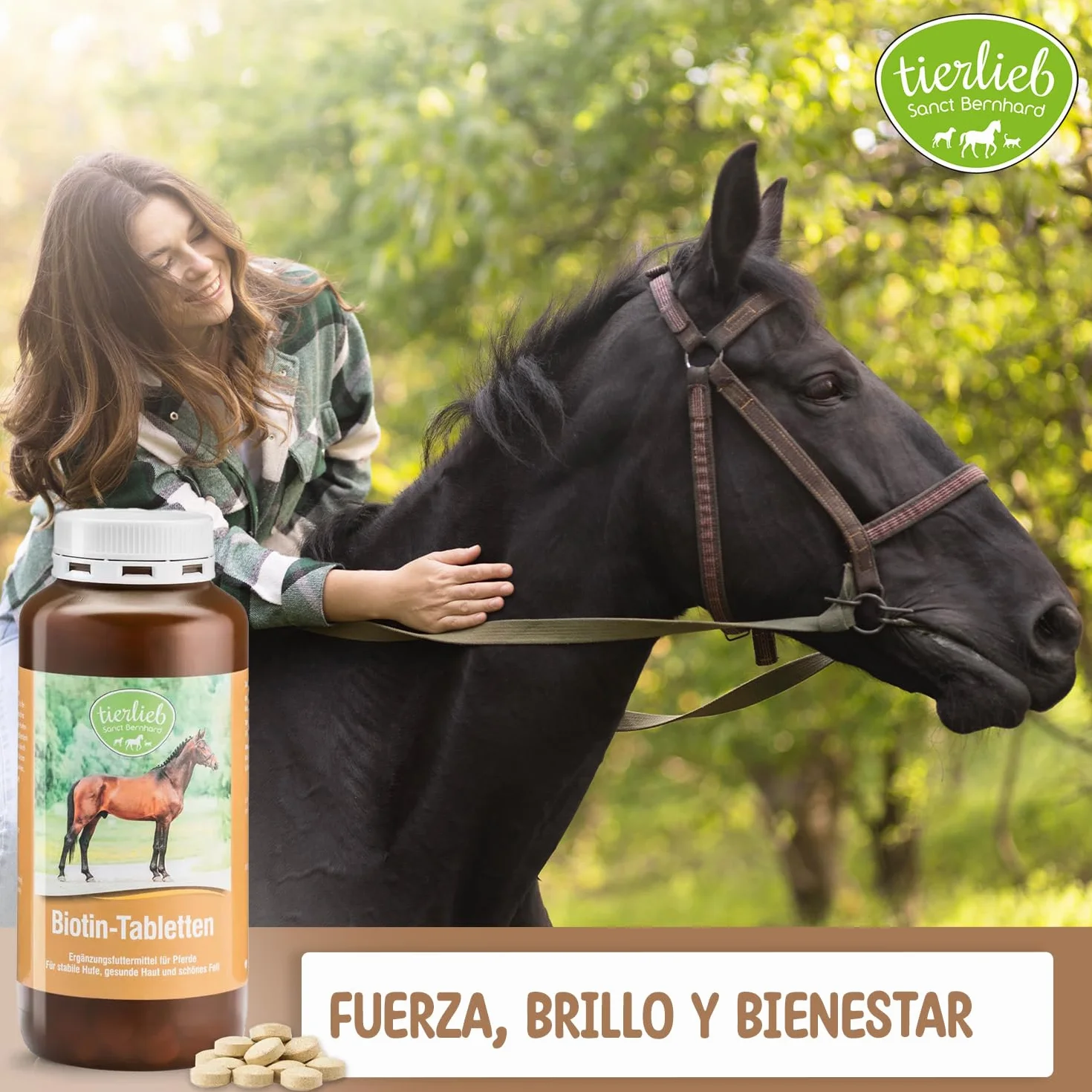 Biotina para Caballos – Pastillas para Cascos Fuertes y Flexibles, Mejora de Piel y Pelaje, Vitamina B8 para Equinos – 50 Días, Fácil Dosificación