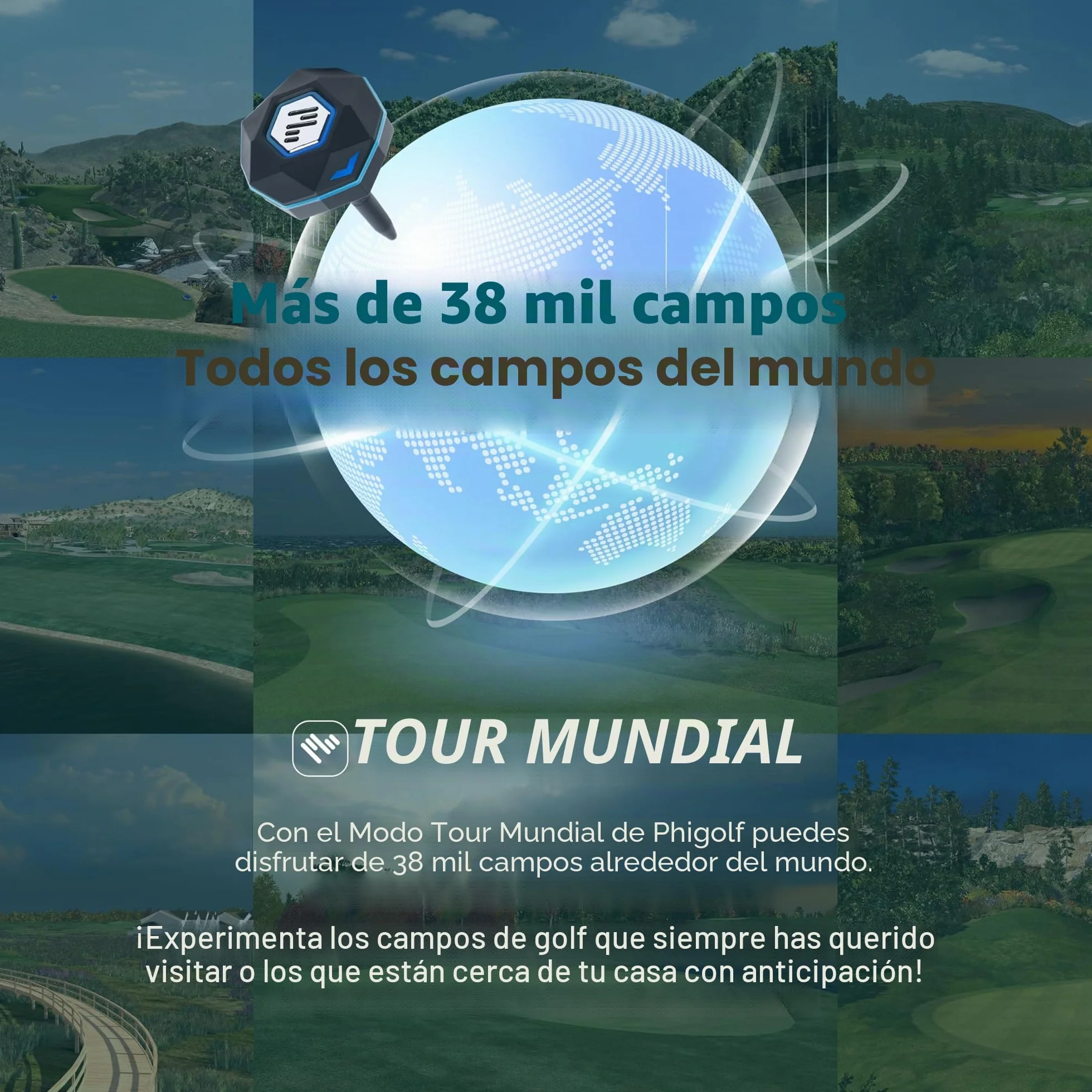 PHIGOLF Phigolf2 Simulador de Golf con Palo Oscilante, Entrenador de Swing con Sensor de Movimiento y Análisis 3D