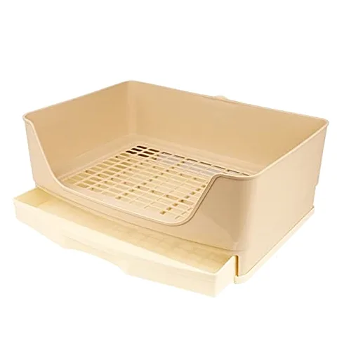 Cajas de Arena Caja de Arena de Conejo Grande con Caja de cajones, Caja de Inodoro de la Esquina de la Esquina de la cornería de la Pet de Mascotas con la Rejilla para la operación fácil, Mascota más