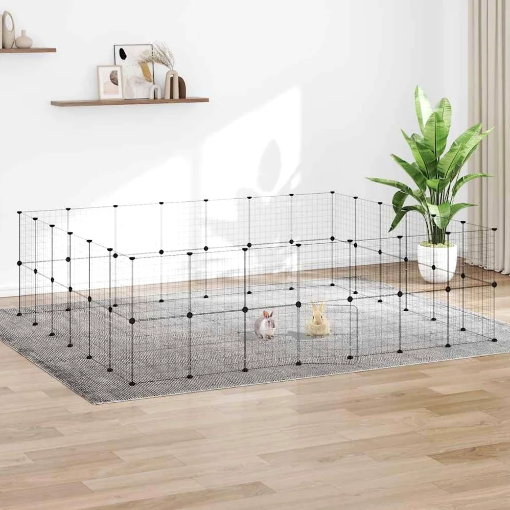 Jaula para mascotas de acero resistente con puerta para pequeños animales para jugar y descansar. Gran jaula de acero con recubrimiento en polvo con instrucciones de montaje (idioma español no