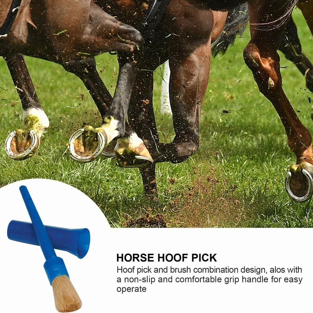 2pcs Cepillo para pezuñas de caballo con tapa hecha de pelo de cerdo cepillo para el cuidado de las pezuñas