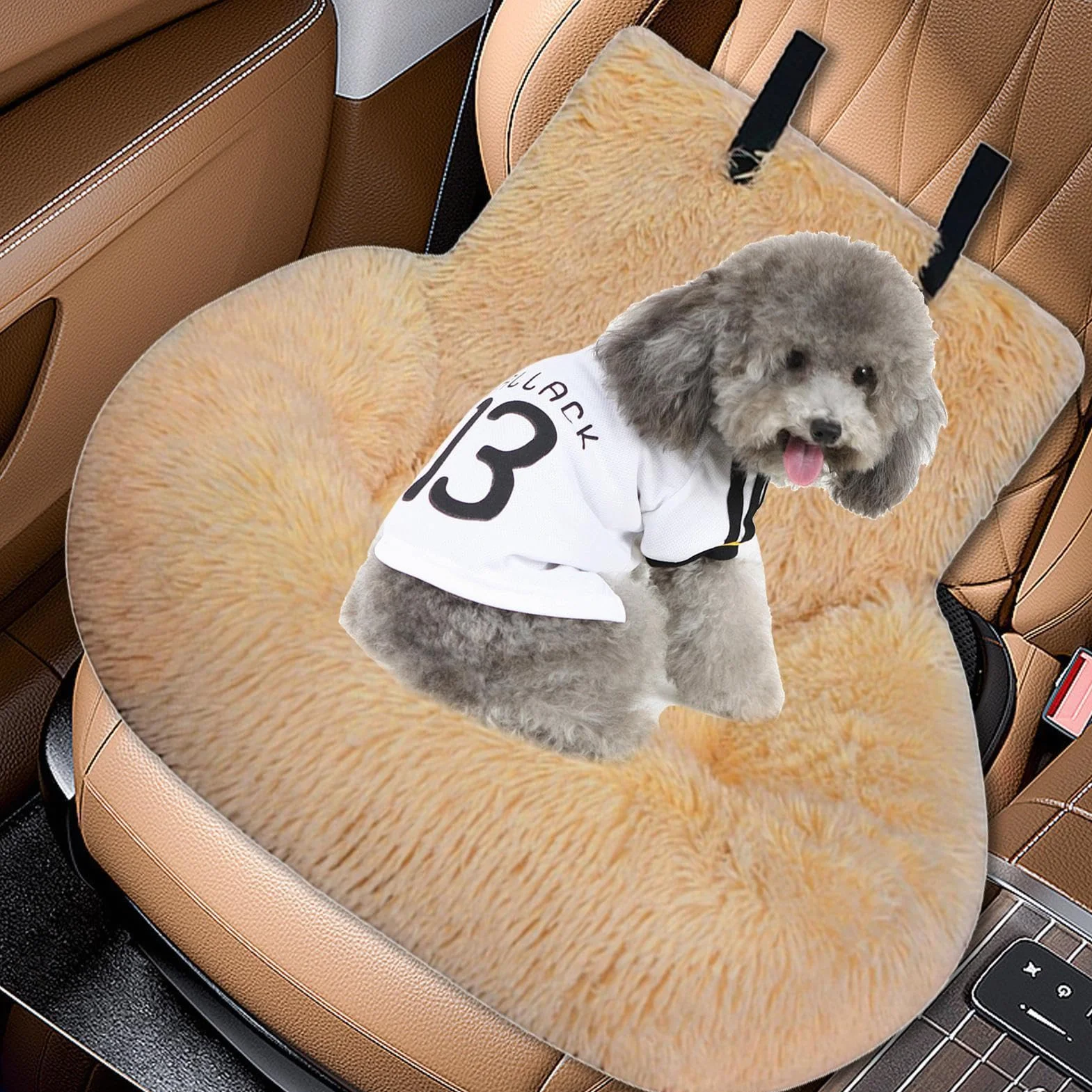 Asiento de coche de seguridad para perros, cama de viaje para perros para | Cama lavable para asiento de coche para perros de felpa,