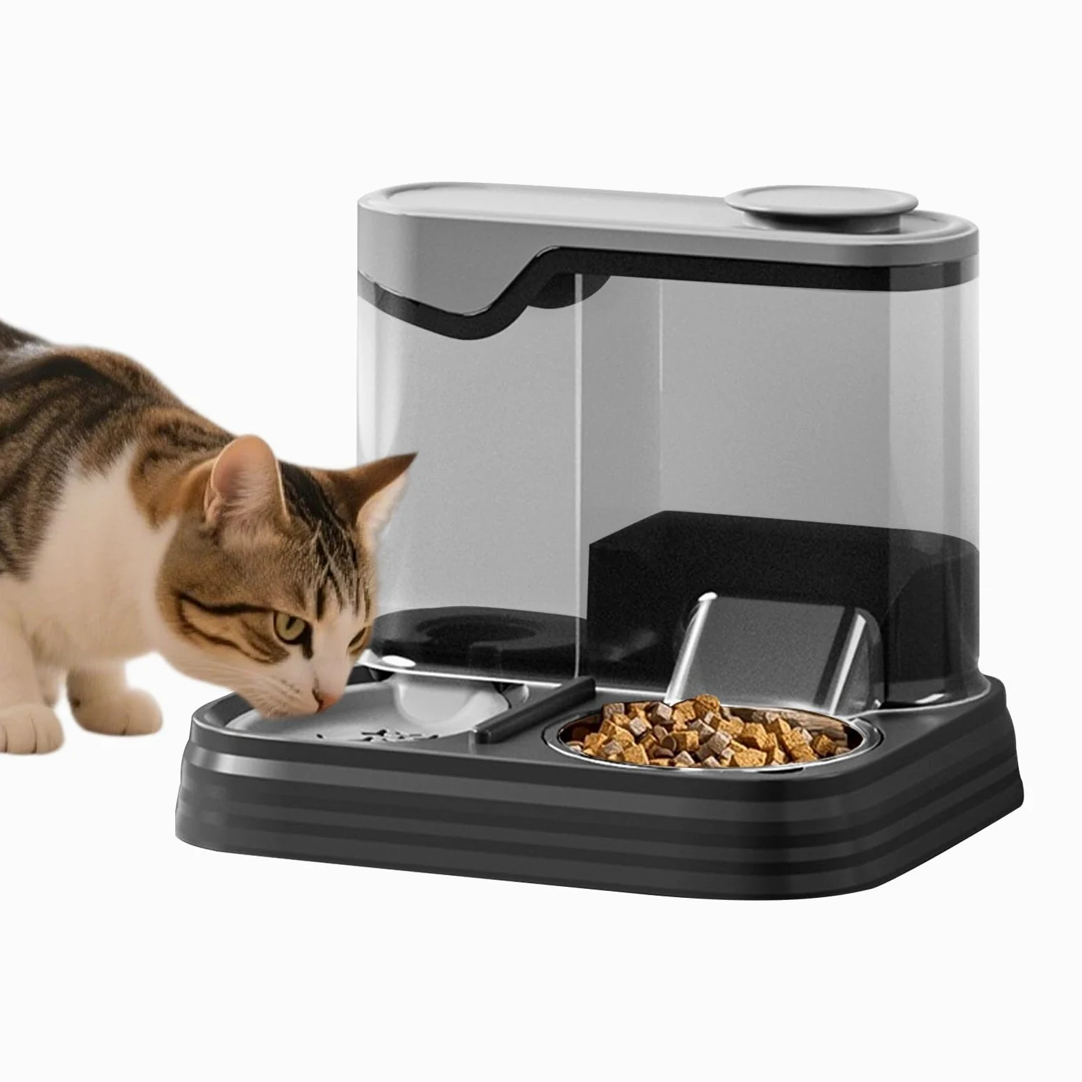 Comedero automático para Gatos， Comedero automático for Gatos y Perros | Bebedero for Mascotas, Ideal for Uso doméstico en Interiores Vacaciones(Black)