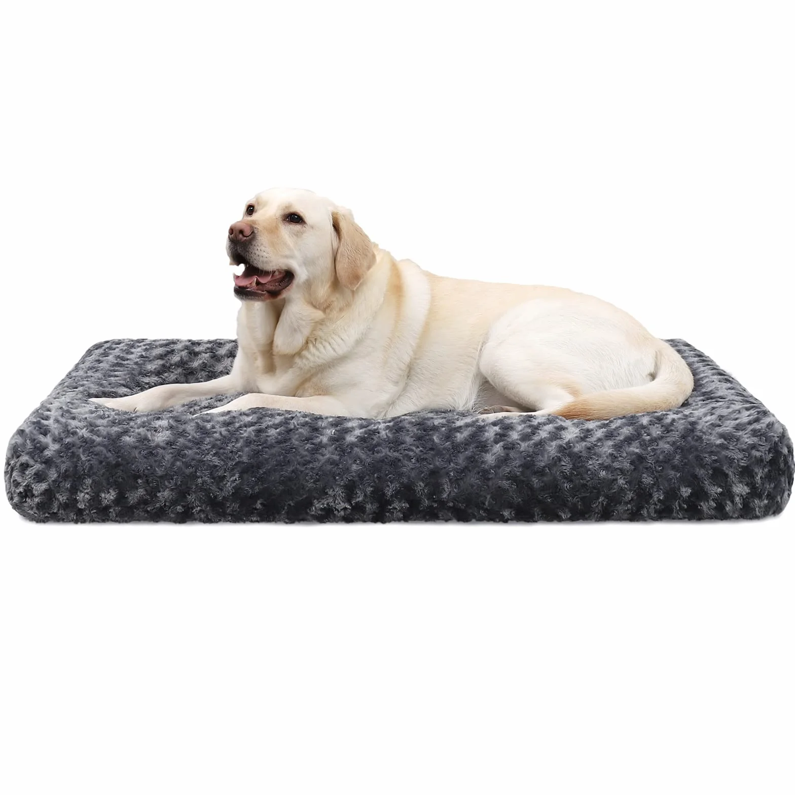 KSIIA Cama para Perro Grande, 90x60cm, Camas Antiestres L, Colchon Cojín Perro Grande, Colchoneta Lavable a Máquina, Fondo Antideslizante Dog Bed, Gris Oscuro