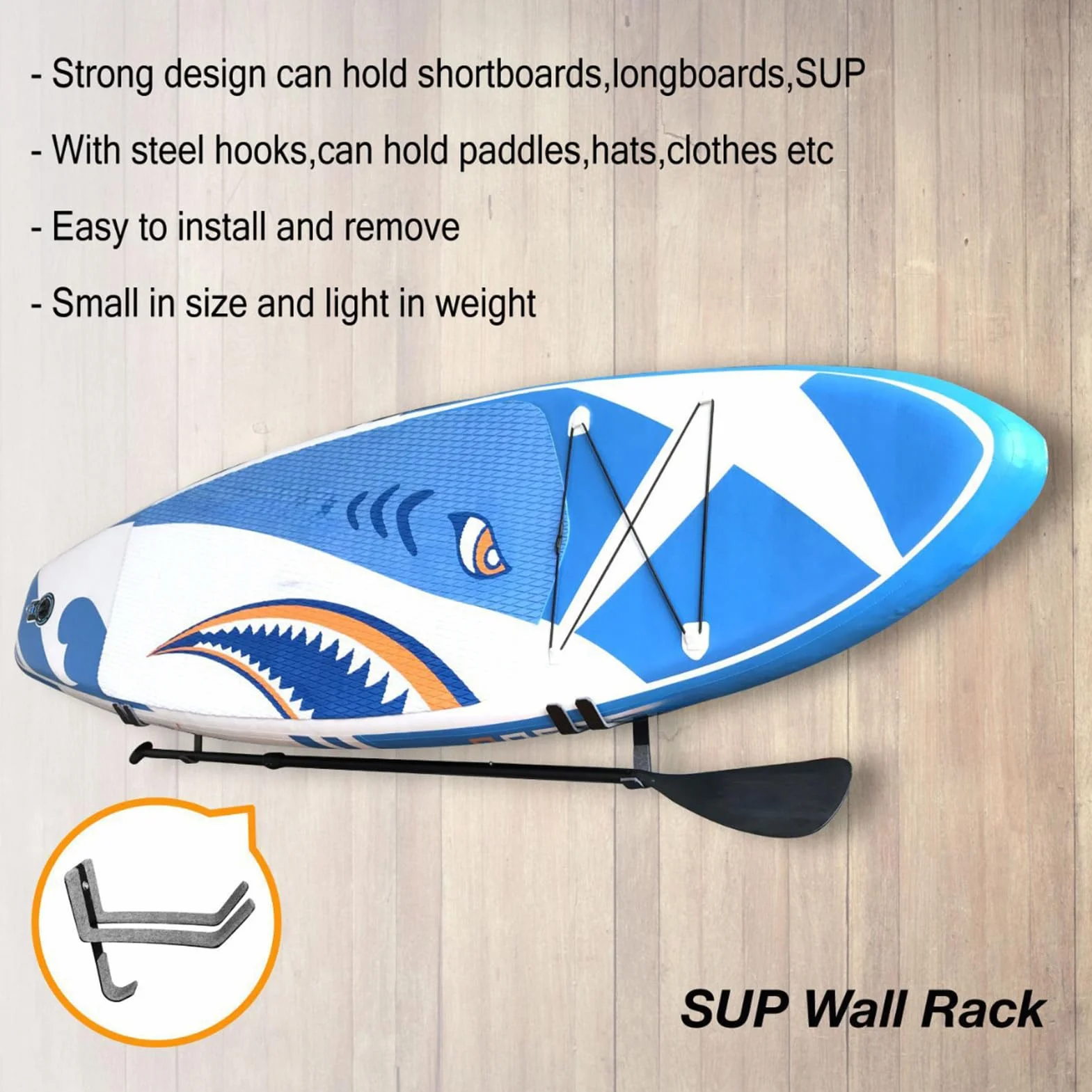 Colgador para Tabla de Surf Soporte de Pared Recubierto de Fieltro