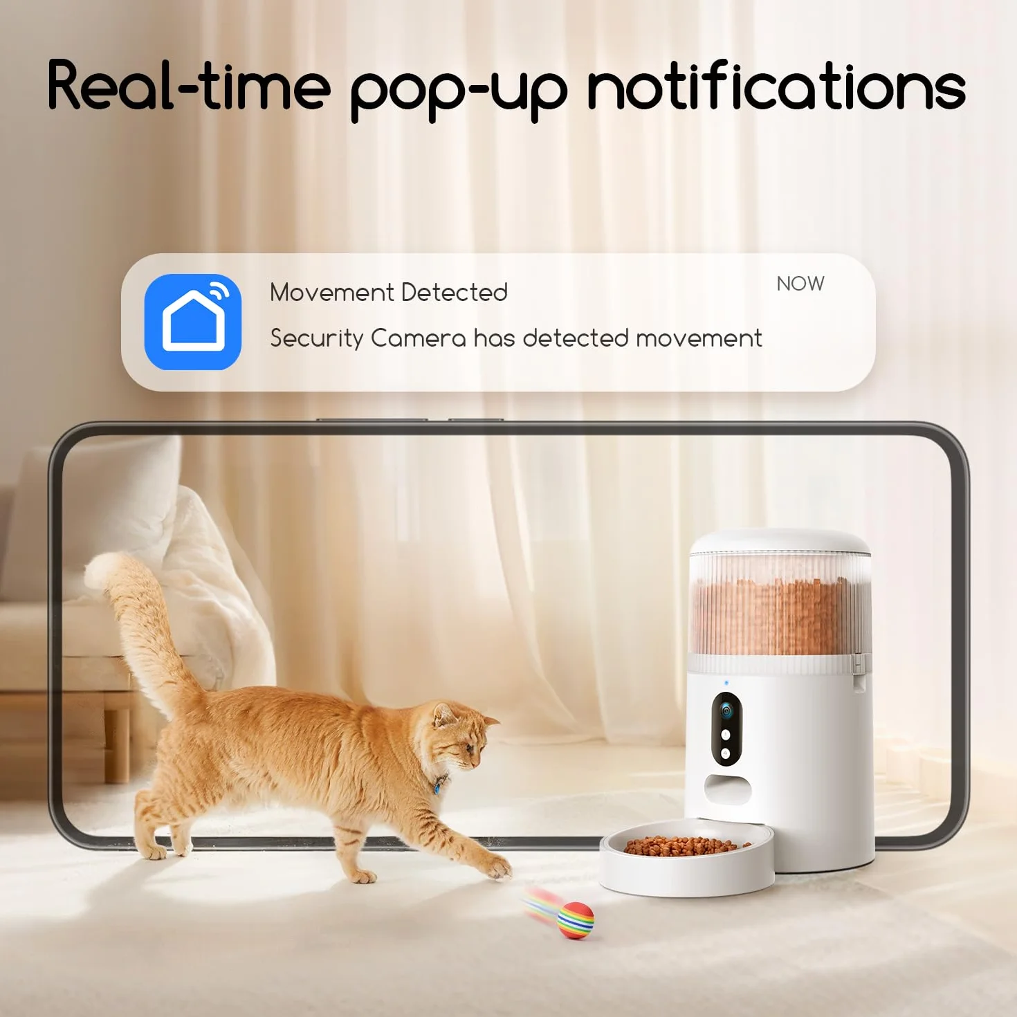 Faroro Comedero Gato Automatico WiFi, 3MP HD Cámara con Visión Nocturna, 4L Alimentador para Perros/Gatos con Audio Bidireccional, App Control, Detección de Movimiento y Fuente de Alimentación Dual
