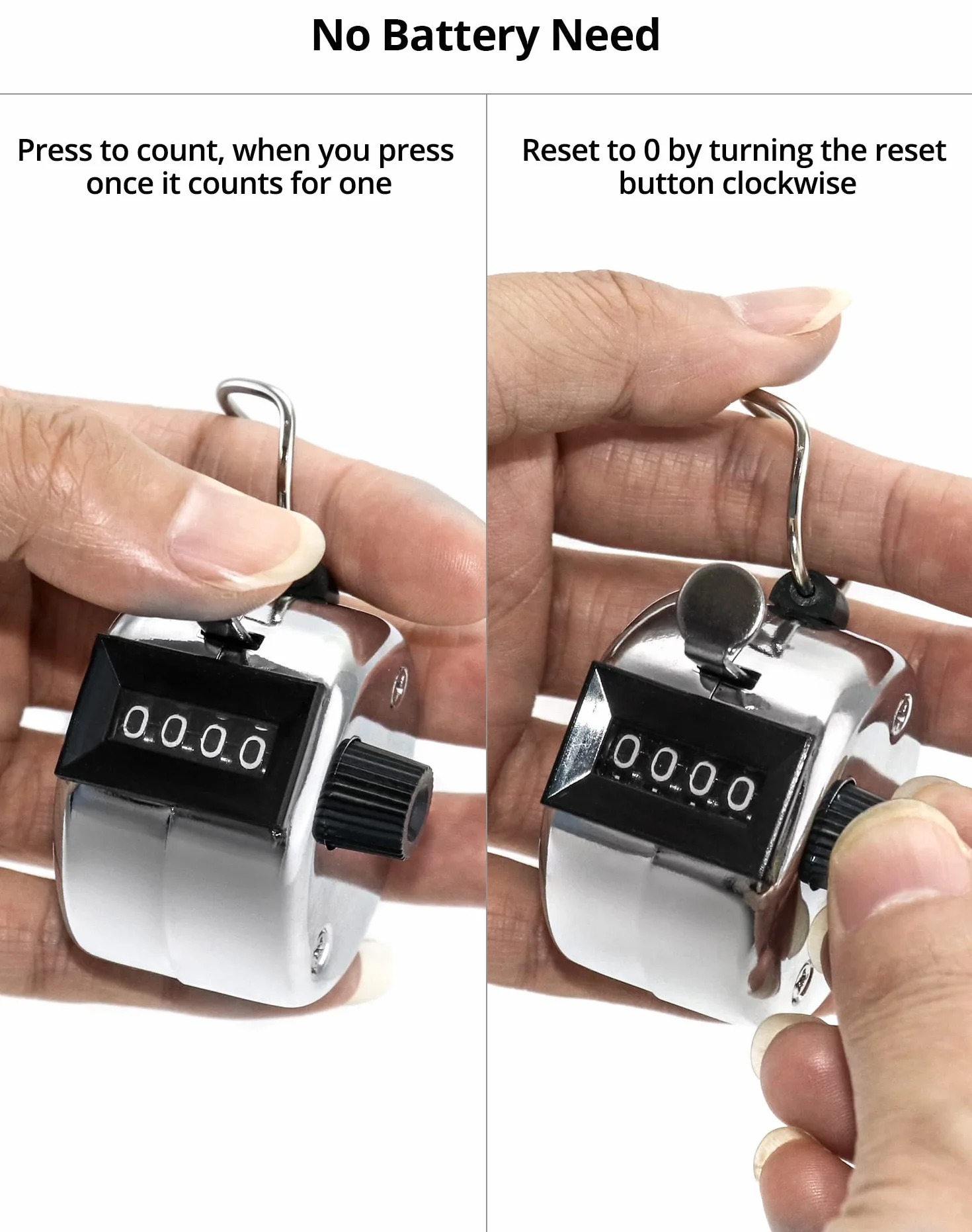 Contador Manual de 4 Dígitos QWORK, Contador Mecánico de Metal para Entrenador