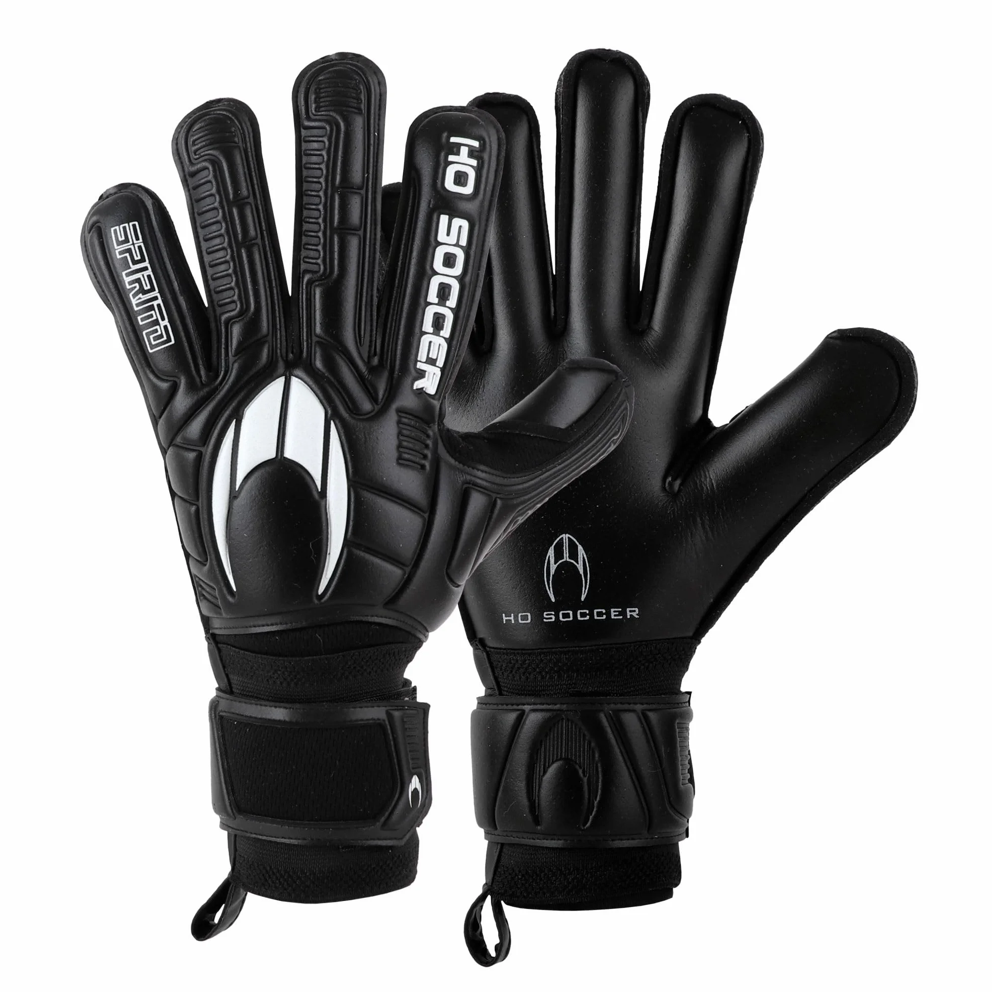HO Soccer SPIRITO Black Flat Guantes de Portero, Negro, 6