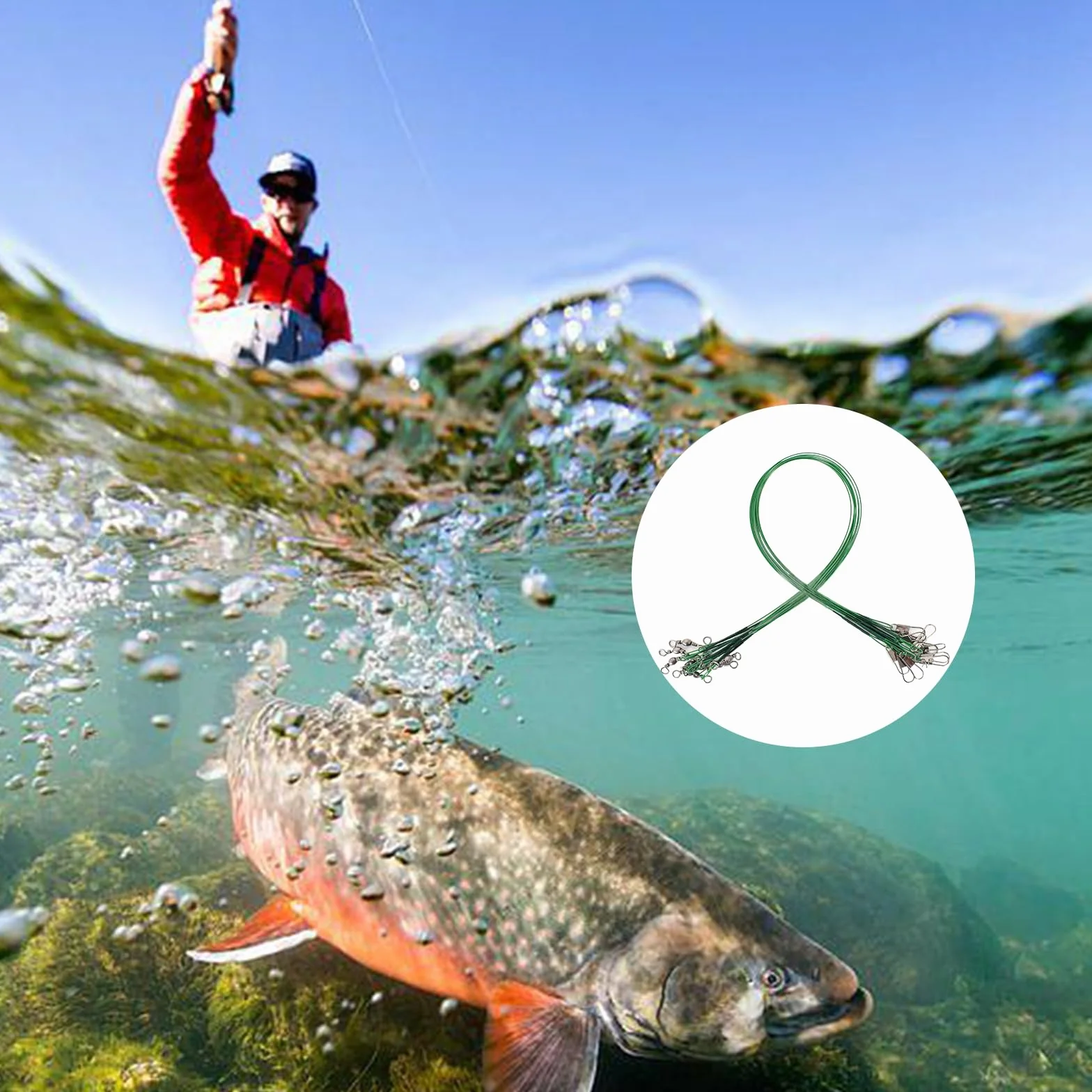 Alambre Acerado para Pesca Anti-Mordedura, Líder de Pesca Inoxidable, 10 Piezas