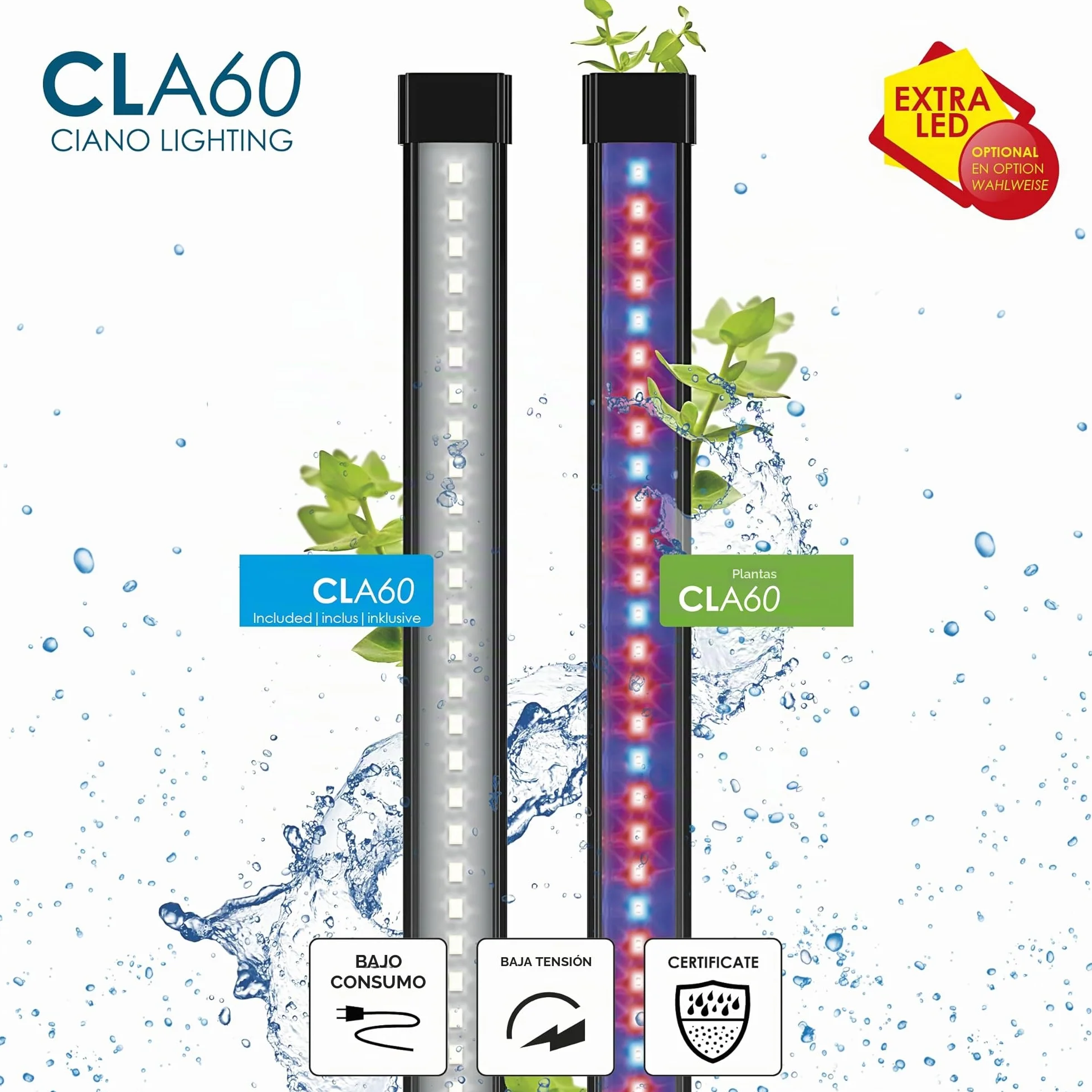 Ciano, Acuario 60 Blanco, para Peces, Equipado con Filtro, consumibles, LED y calefacción, 58L, Embalaje Reforzado para envío Web