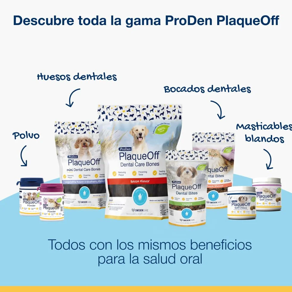 ProDen PlaqueOff Perros y Gatos en Polvo 60g, Limpieza Dental con 100% Alga Natural, Limpiador de Sarro Dental y de Placa, Elimina Eficazmente el Mal Aliento en Mascotas, Hasta 6 meses de duración