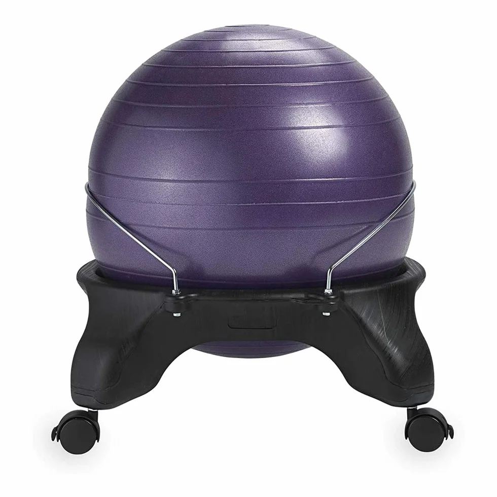 Gaiam Silla de equilibrio clásica sin respaldo ergonómica con bomba de aire y guía de ejercicios
