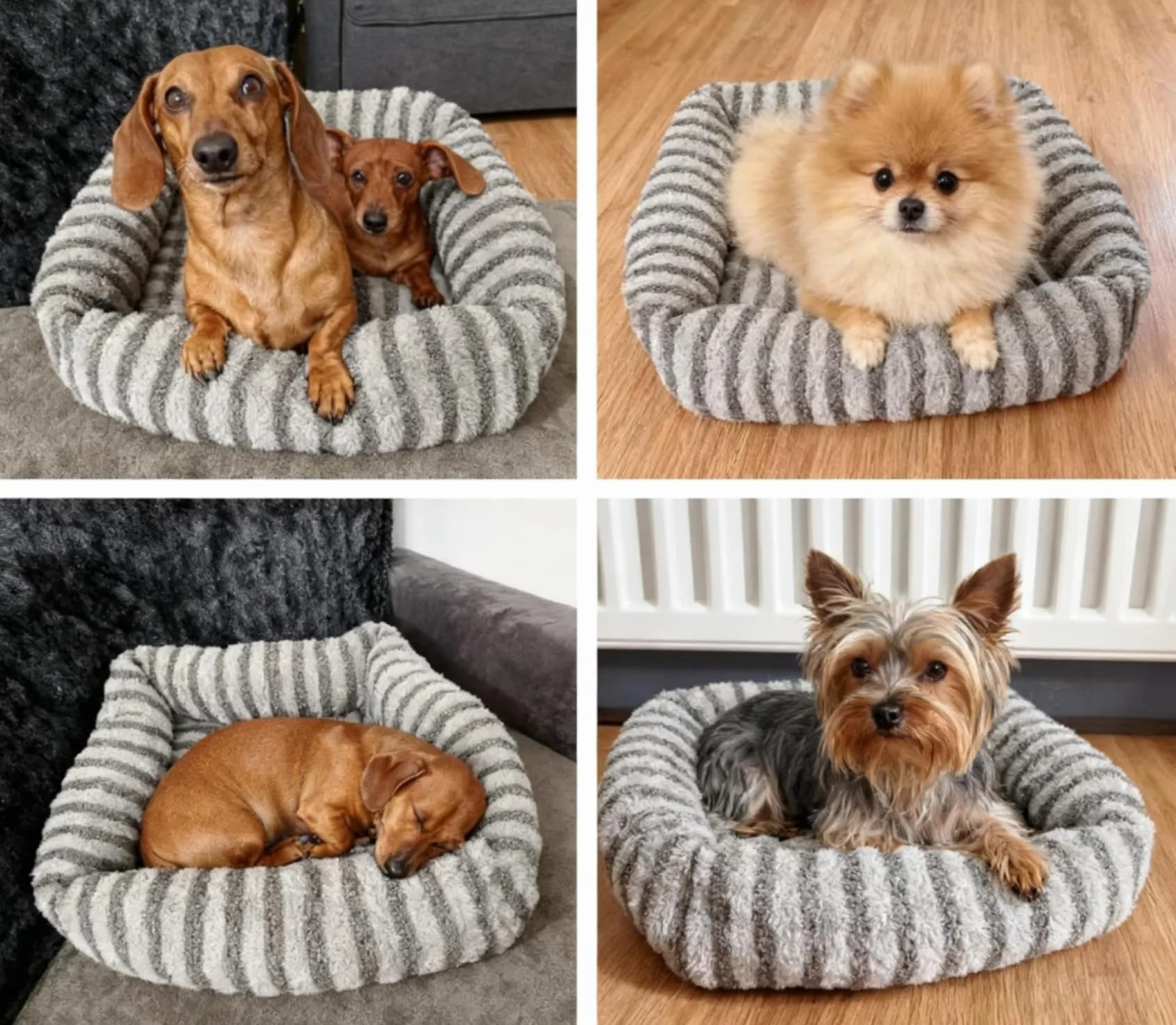 Pawk Camas para perros pequeños, cama lavable para perros con funda extraíble, cálida y suave cama para cachorros con base antideslizante, 51 x 48 x 15 cm, color gris