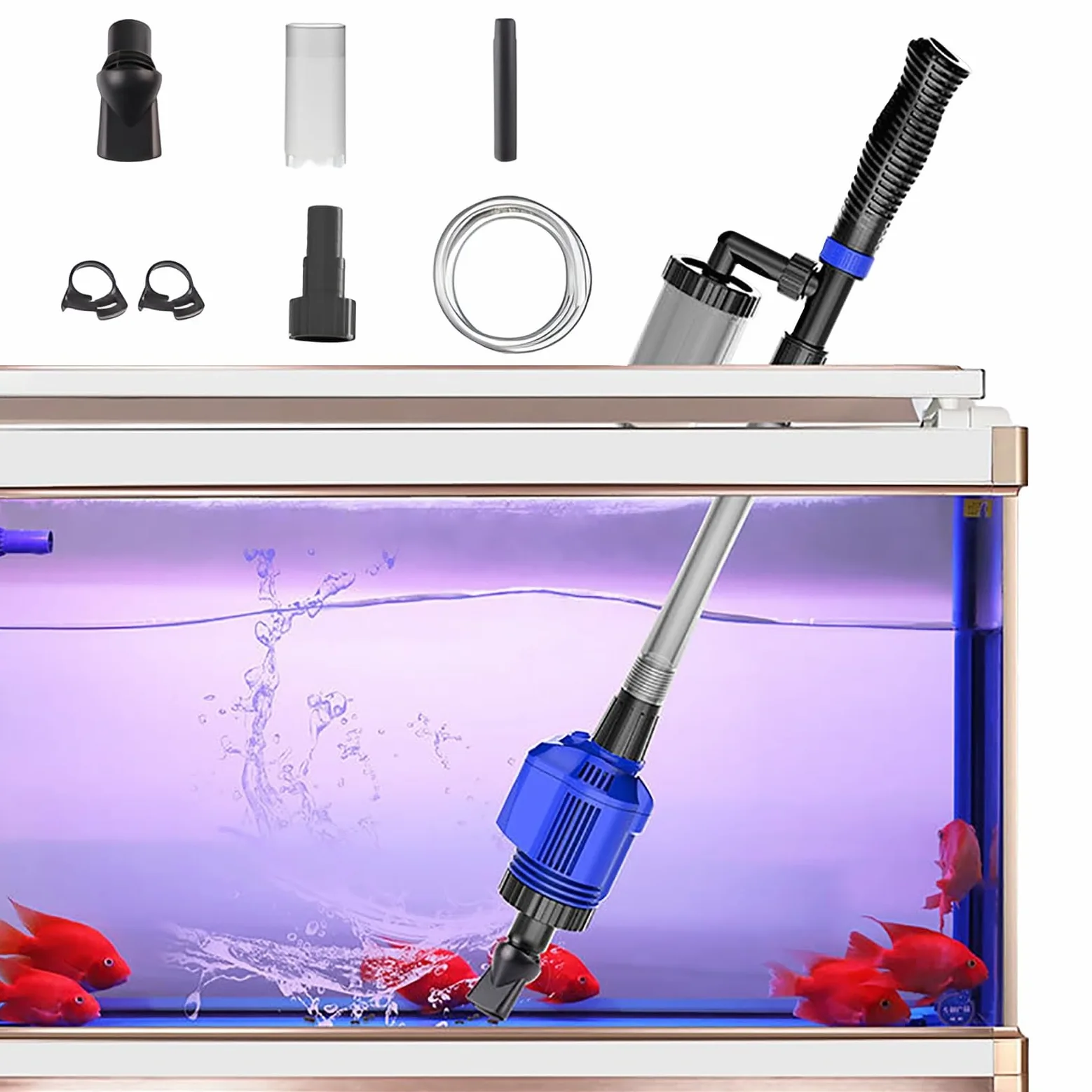 Limpiador Eléctrico De Grava De Acuario con Bomba Sifón, Limpiador De Algas, Nuevo Cambiador Rápido De Agua para La Limpieza De Peceras y Mantenimiento del Agua(20W)