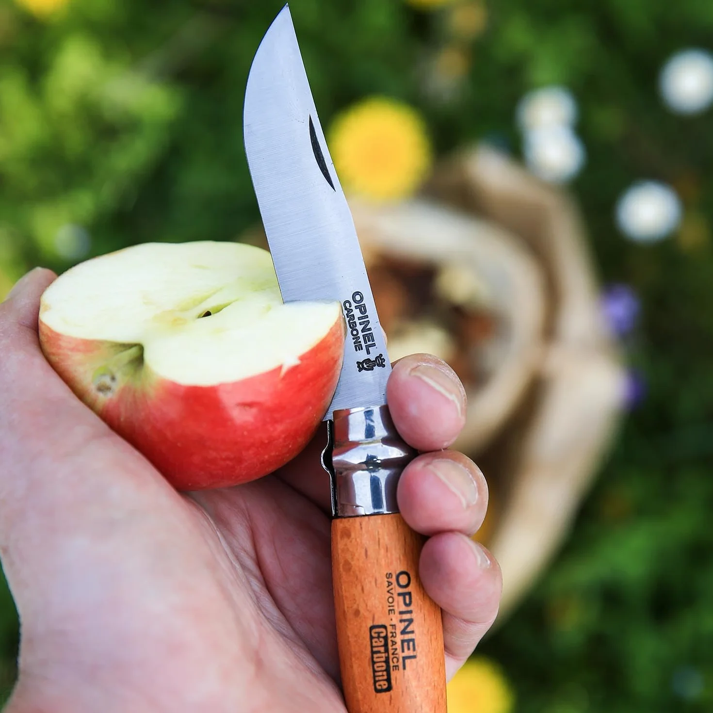 OPINEL Cuchillo n.º 6 Acero al Carbono XC90 Hoja 8,5 cm Mango de Haya Virobloc