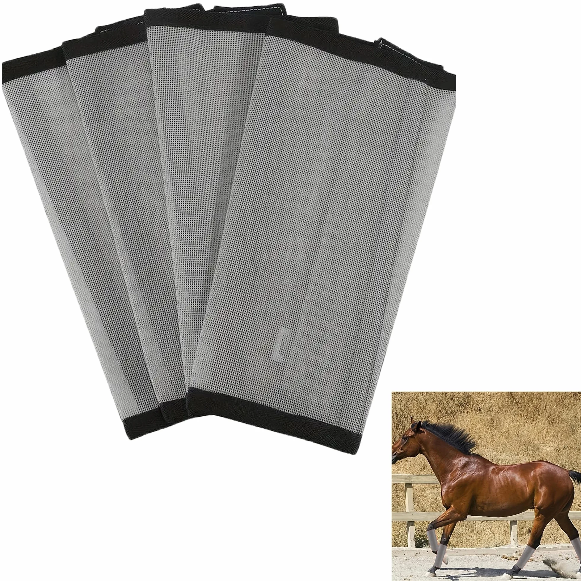 Polainas Antimoscas para Caballos Paquete de 4 Gris Protectores