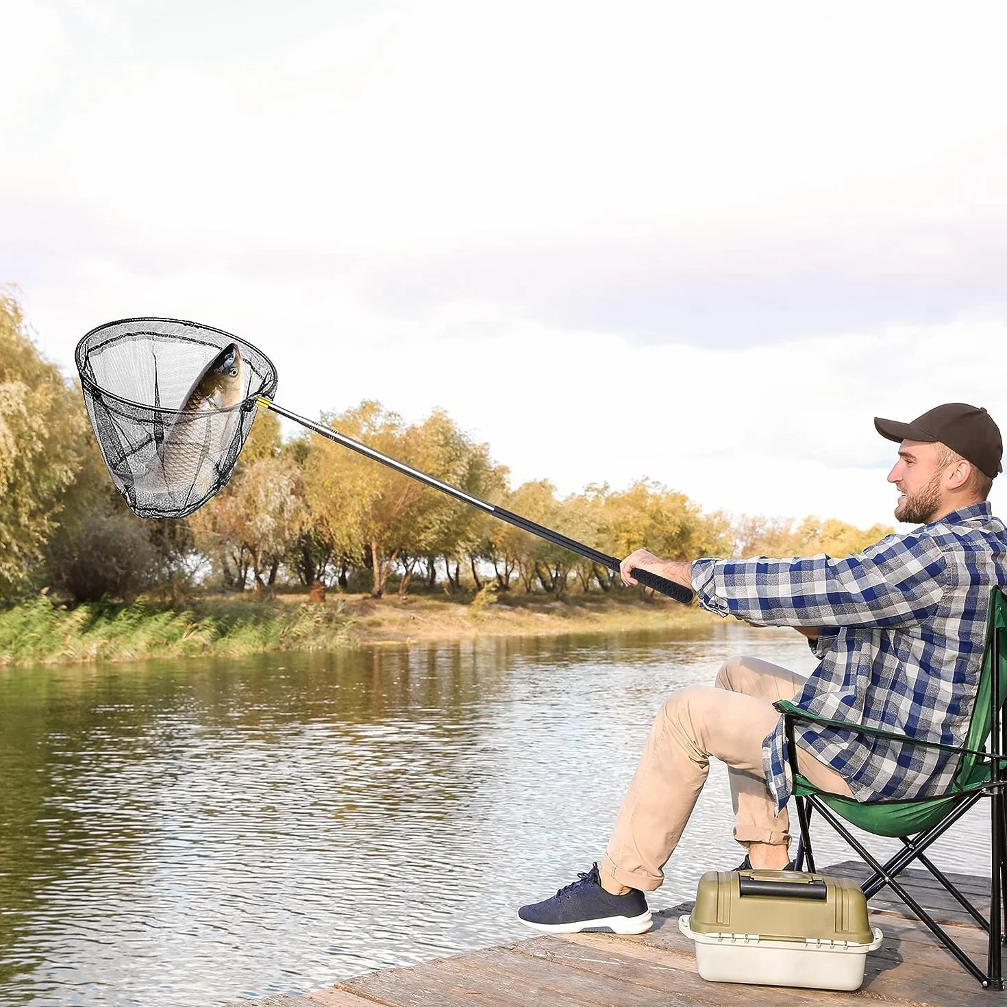 LATERN 2 Piezas Red de Aterrizaje de Pesca Telescópica 170cm Extensible 66-172cm Cazamariposas para Piscina