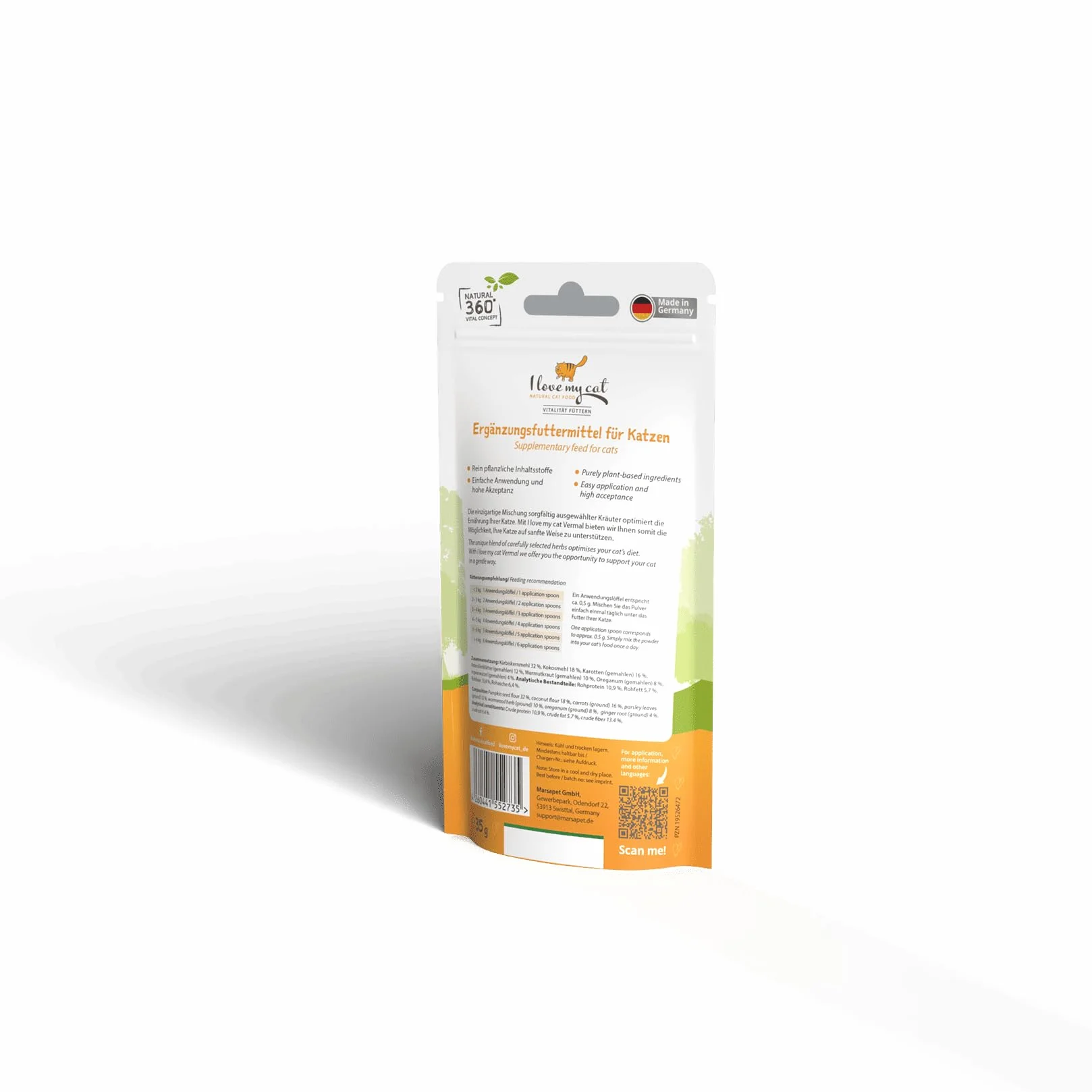 I Love My Cat Vermal Complemento Alimenticio en Polvo para Gatos - 35 g – Ayuda contra la Giardia, Mejora la Dieta y Reduce el Riesgo de Colonización de Gusanos y Parásitos Intestinales
