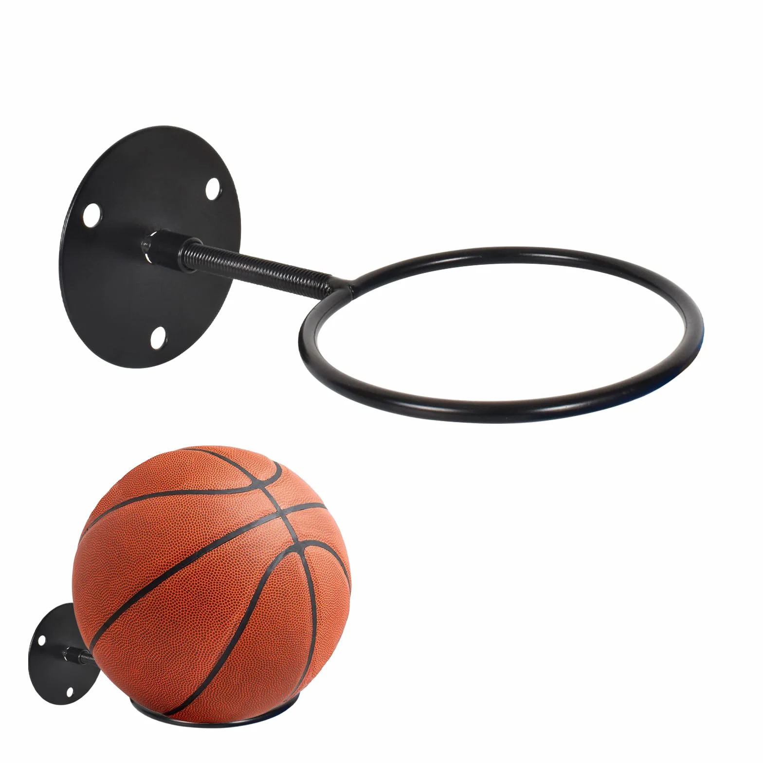 Soporte de Pared para Balones de Exhibición Baloncesto Rugby Voleibol Negro