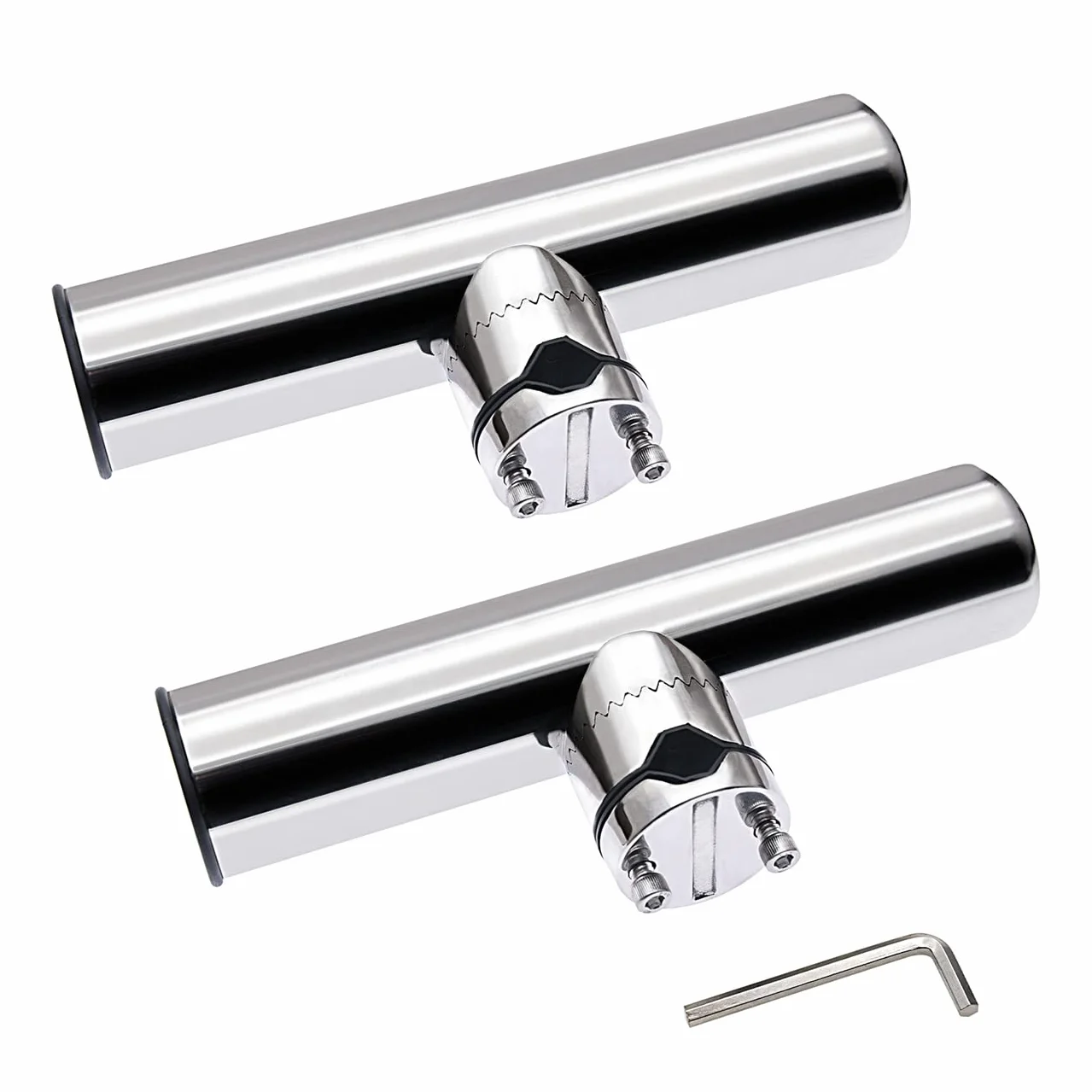 Soporte para caña de pescar de acero inoxidable ajustable 360 grados para rieles 22-26 mm 2 unidades